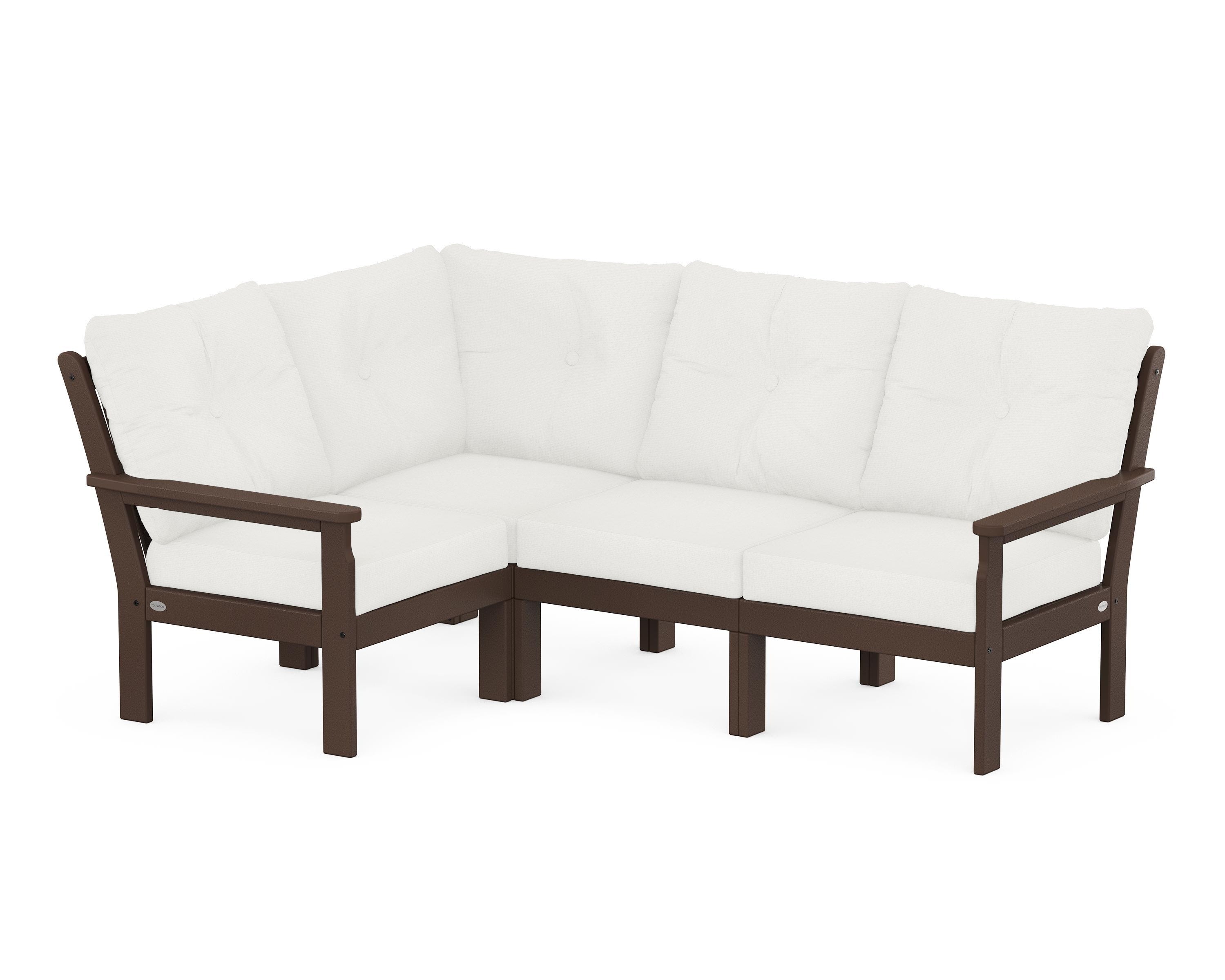 POLYWOOD Vineyard 4-Piece Sectional in Mahogany / Natural Linen