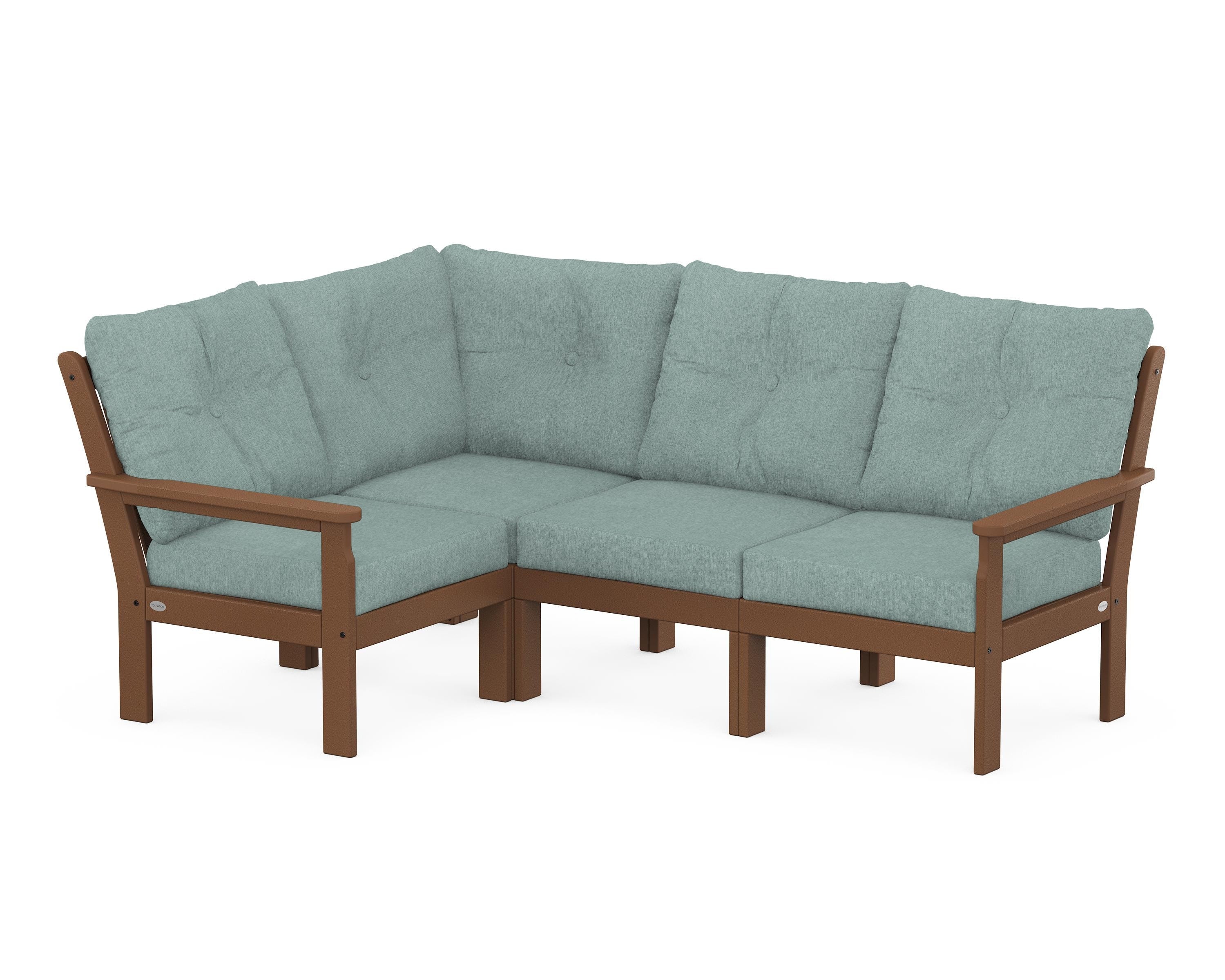 POLYWOOD Vineyard 4-Piece Sectional in Teak / Glacier Spa