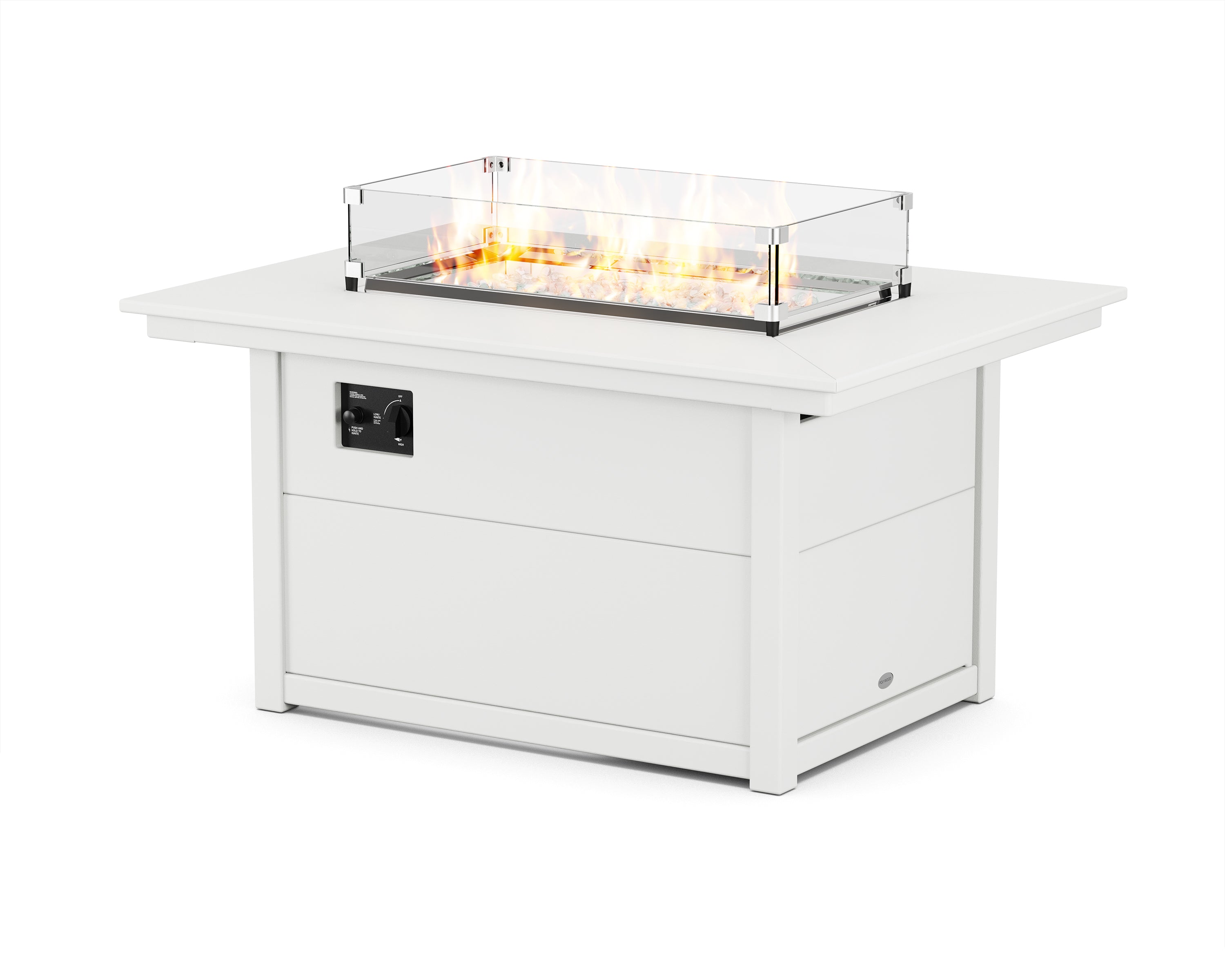 POLYWOOD Rectangle 34" X 46" Fire Pit Table in White