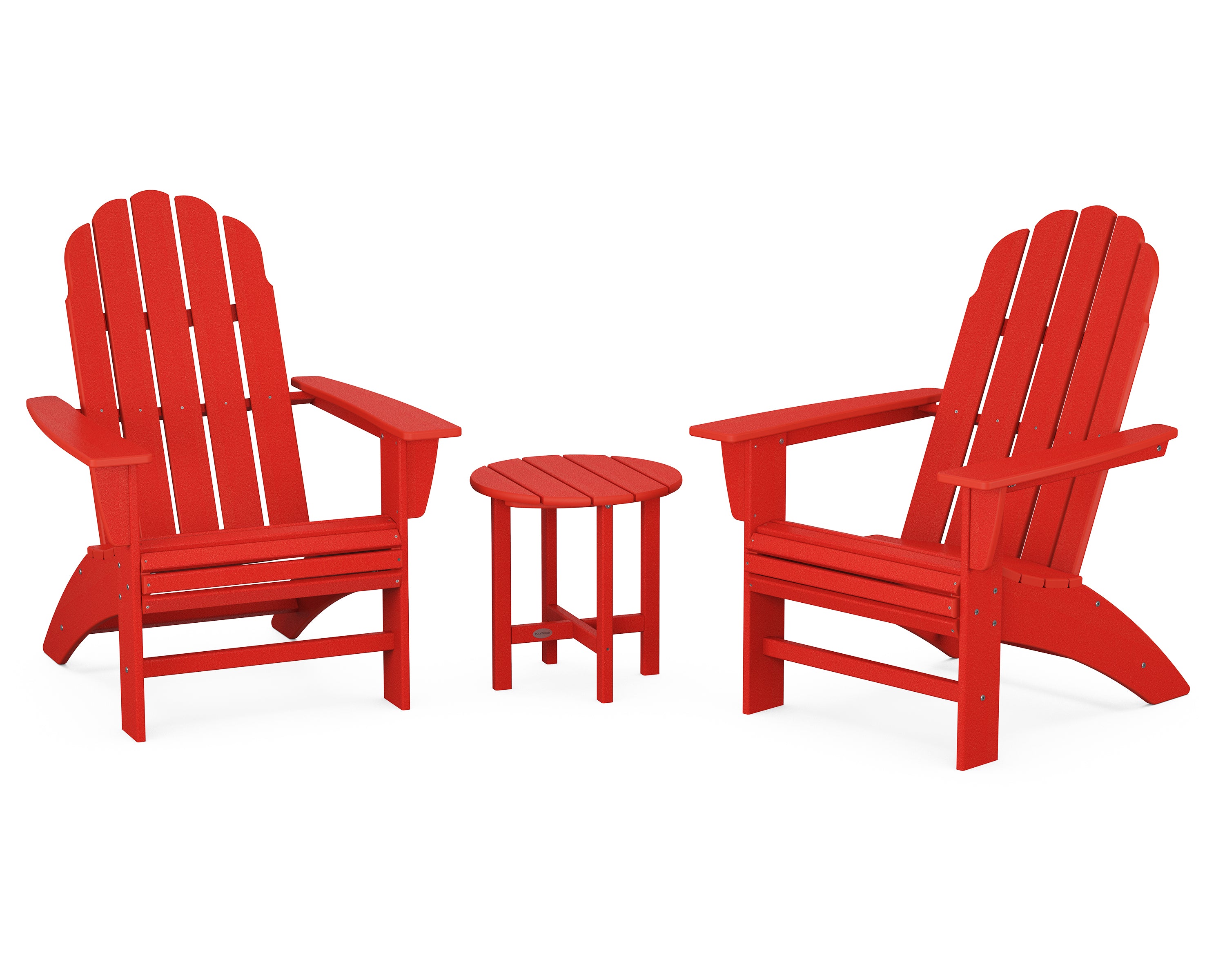 POLYWOOD Vineyard 3-Piece Curveback Adirondack Set in Sunset Red
