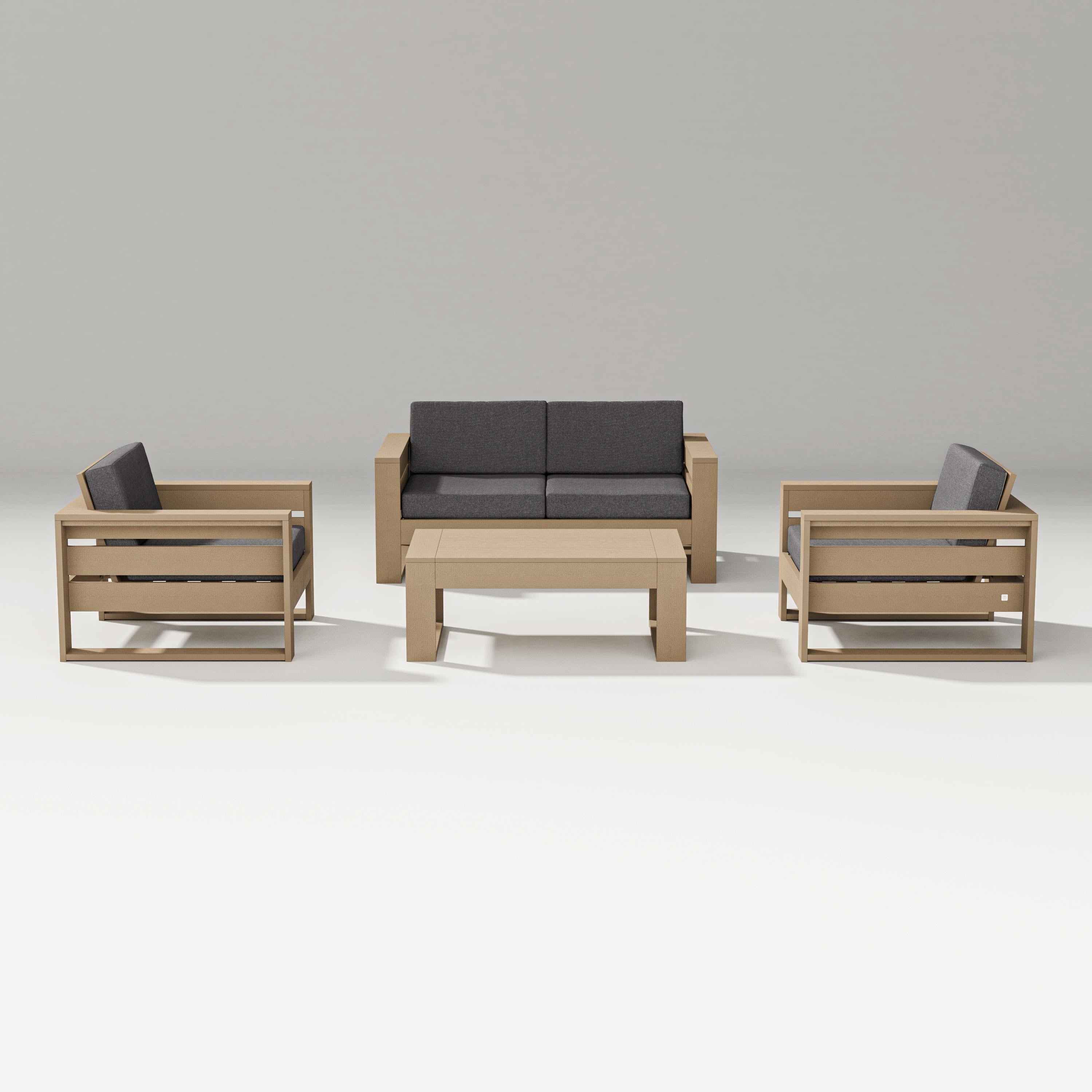 PW Designer Series Latitude 4-Piece Lounge Loveseat Set in Vintage Sahara / Ash Charcoal