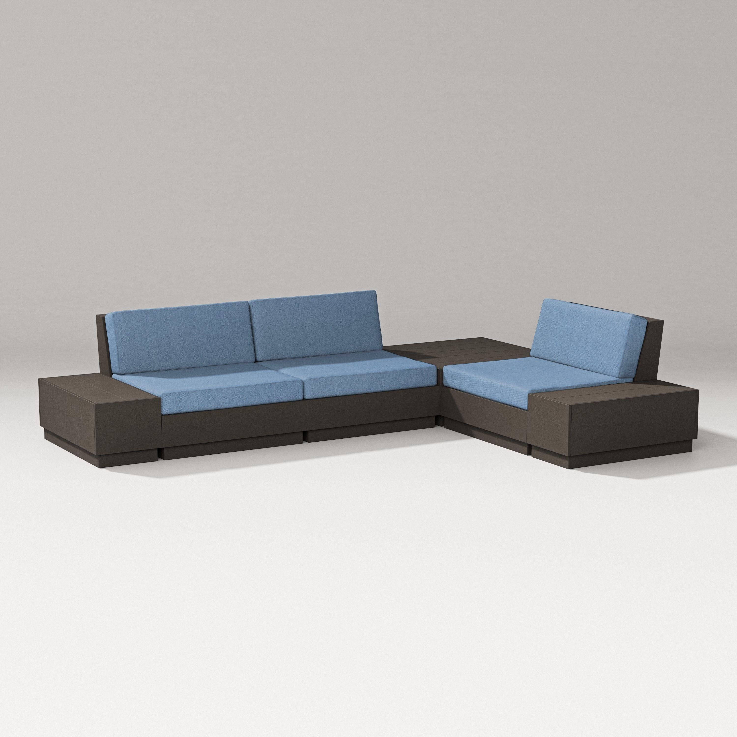 PW Designer Series Elevate 6-Piece Corner Sectional in Vintage Coffee / Sky Blue