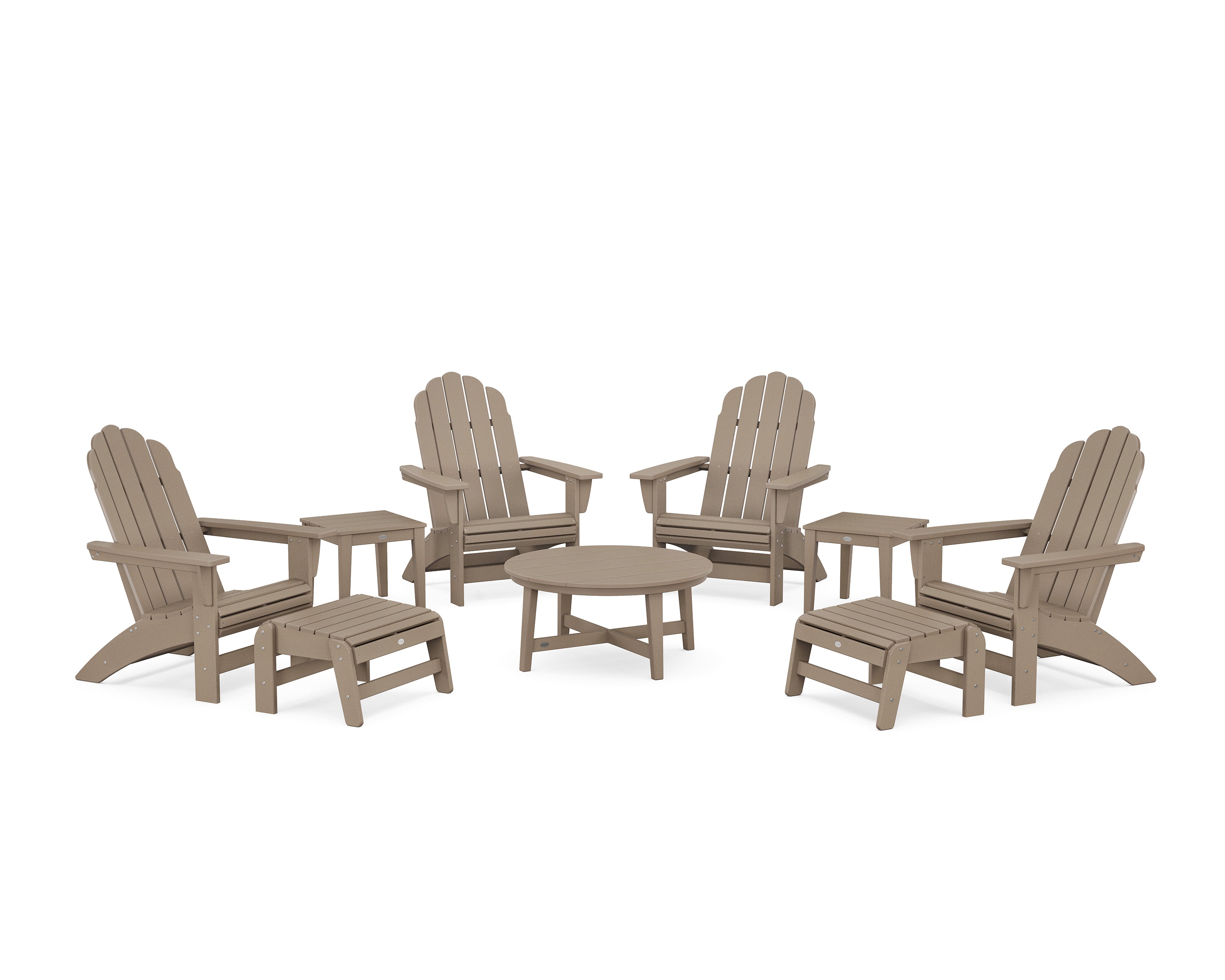 POLYWOOD Vineyard Grand Adirondack 9-Piece Conversation Set in Vintage Sahara
