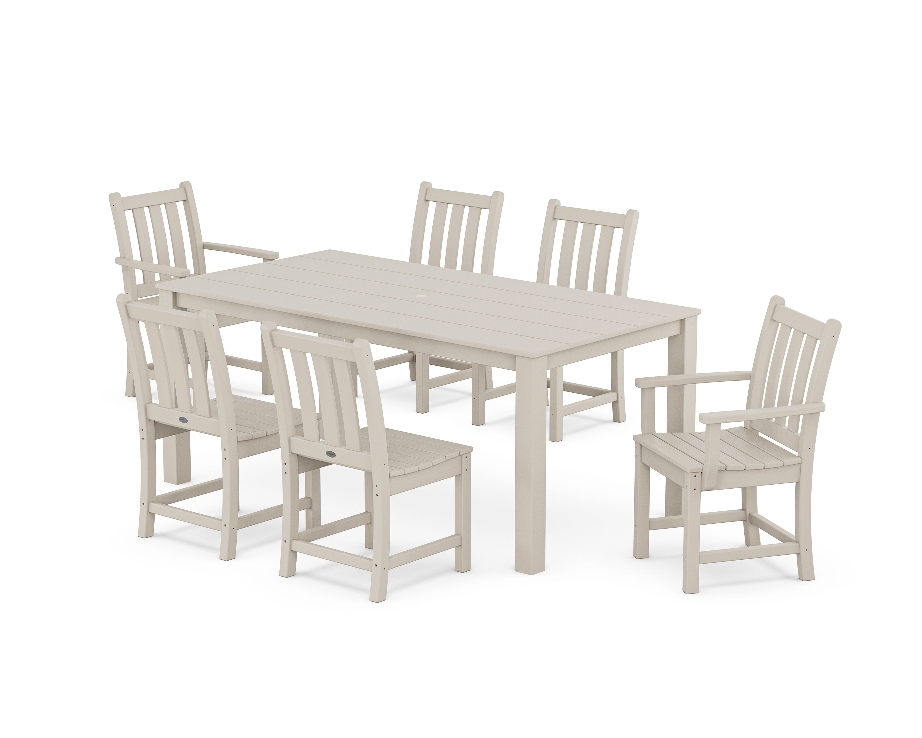 POLYWOOD Traditional Garden 7-Piece Parsons Dining Set in Sand