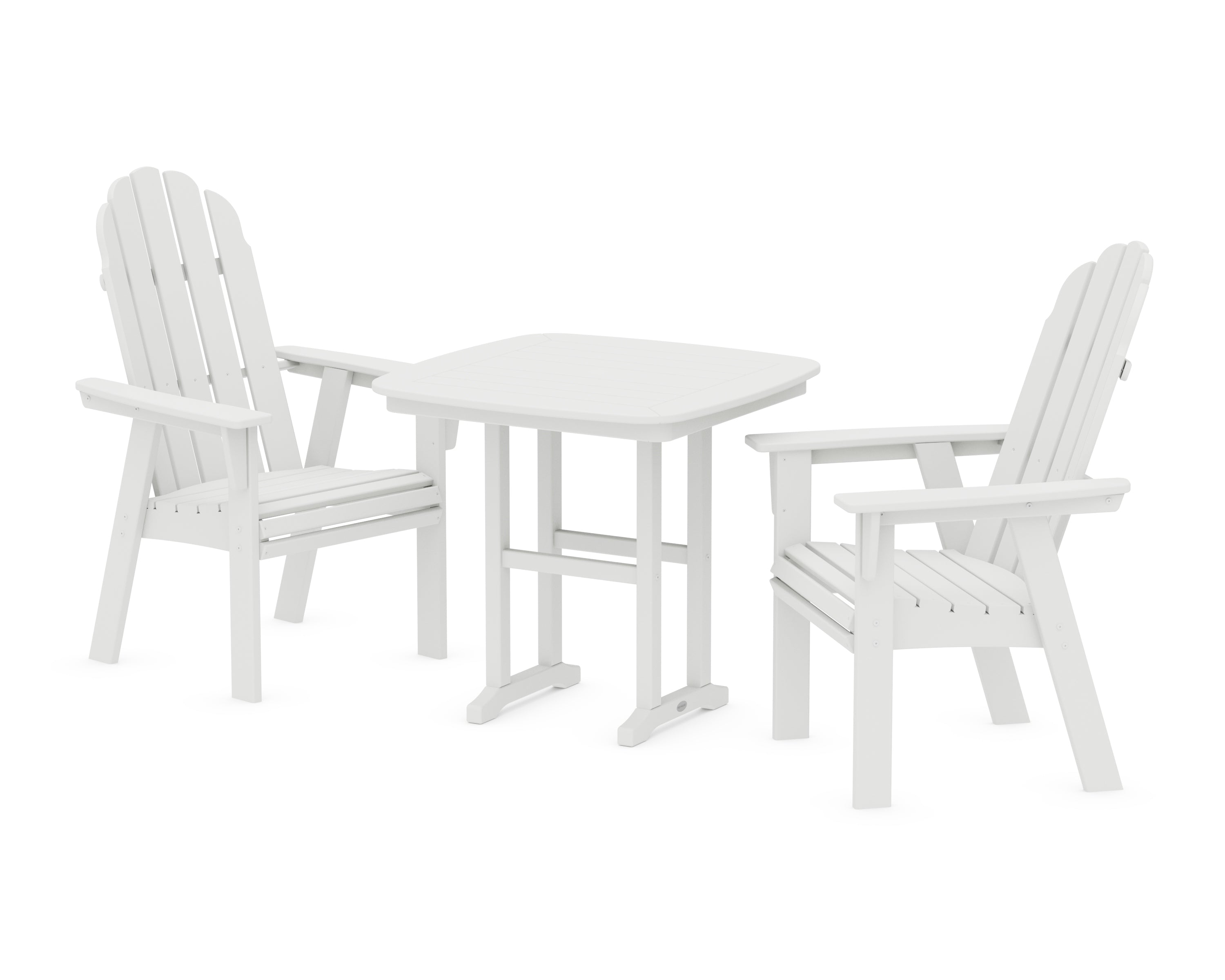 POLYWOOD Vineyard Adirondack 3-Piece Dining Set in White