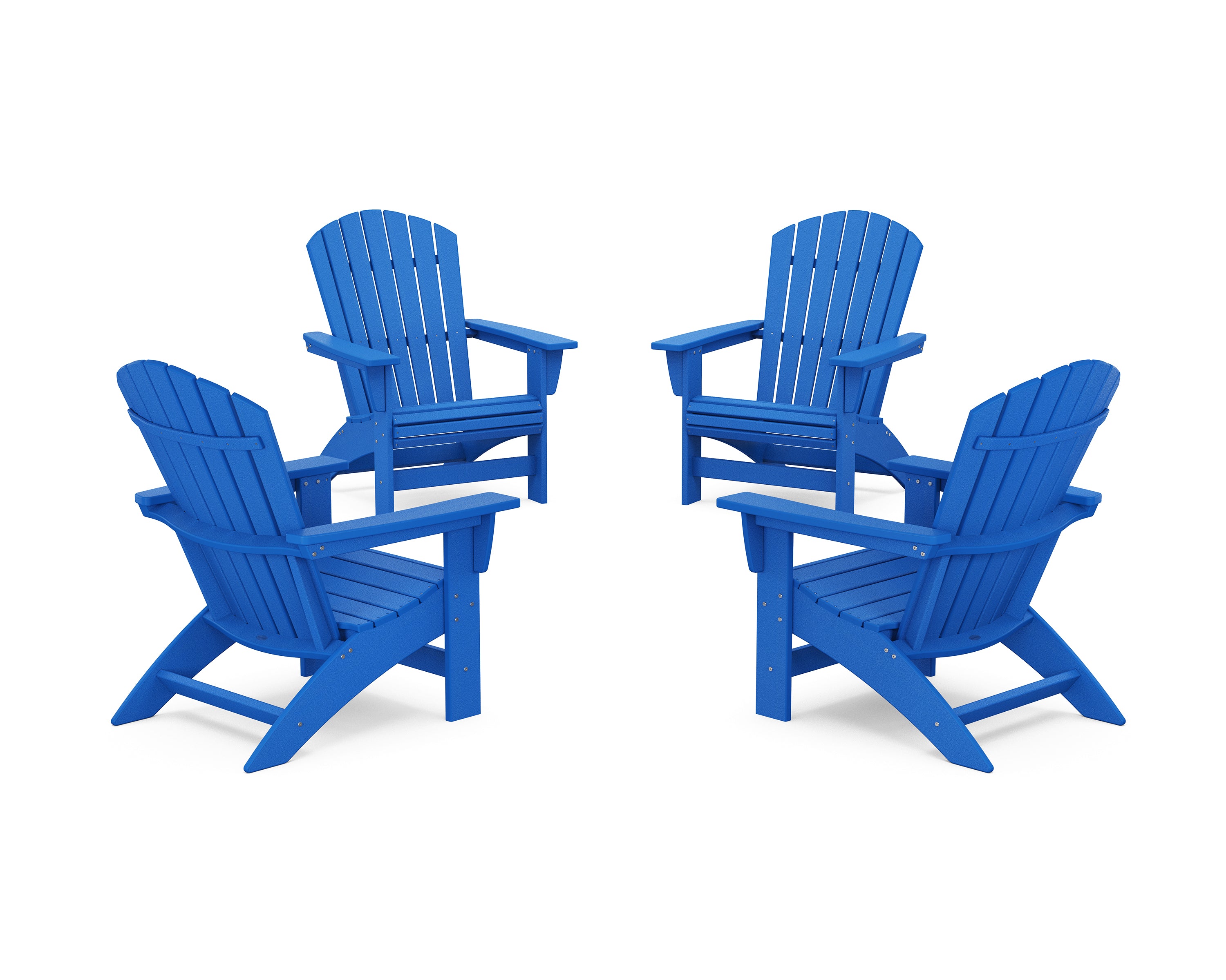 POLYWOOD 4-Piece Nautical Grand Adirondack Chair Conversation Set in Pacific Blue