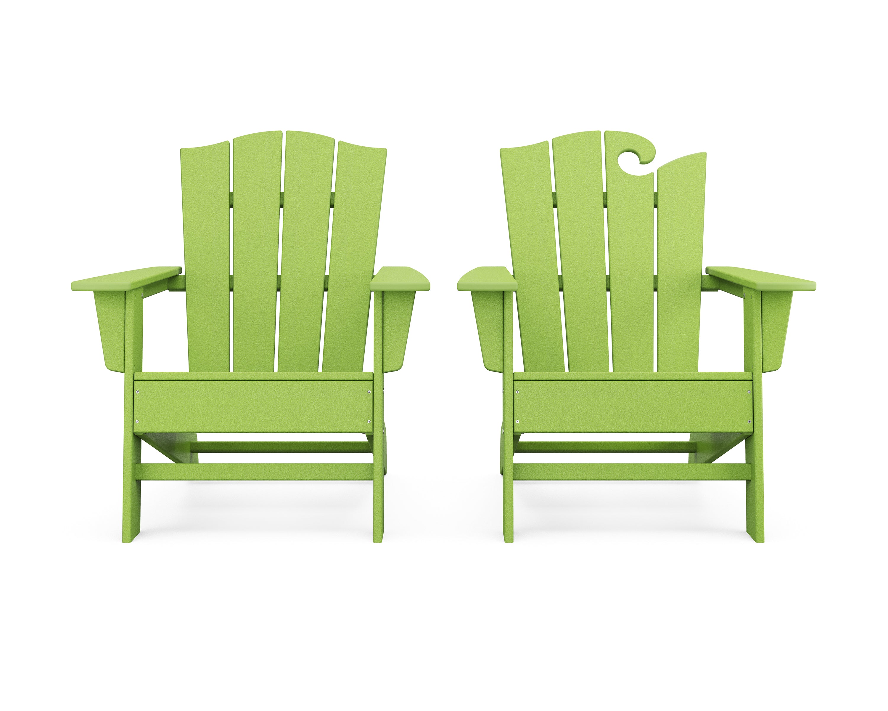 POLYWOOD Wave 2-Piece Adirondack Chair Set with The Crest Chair in Lime