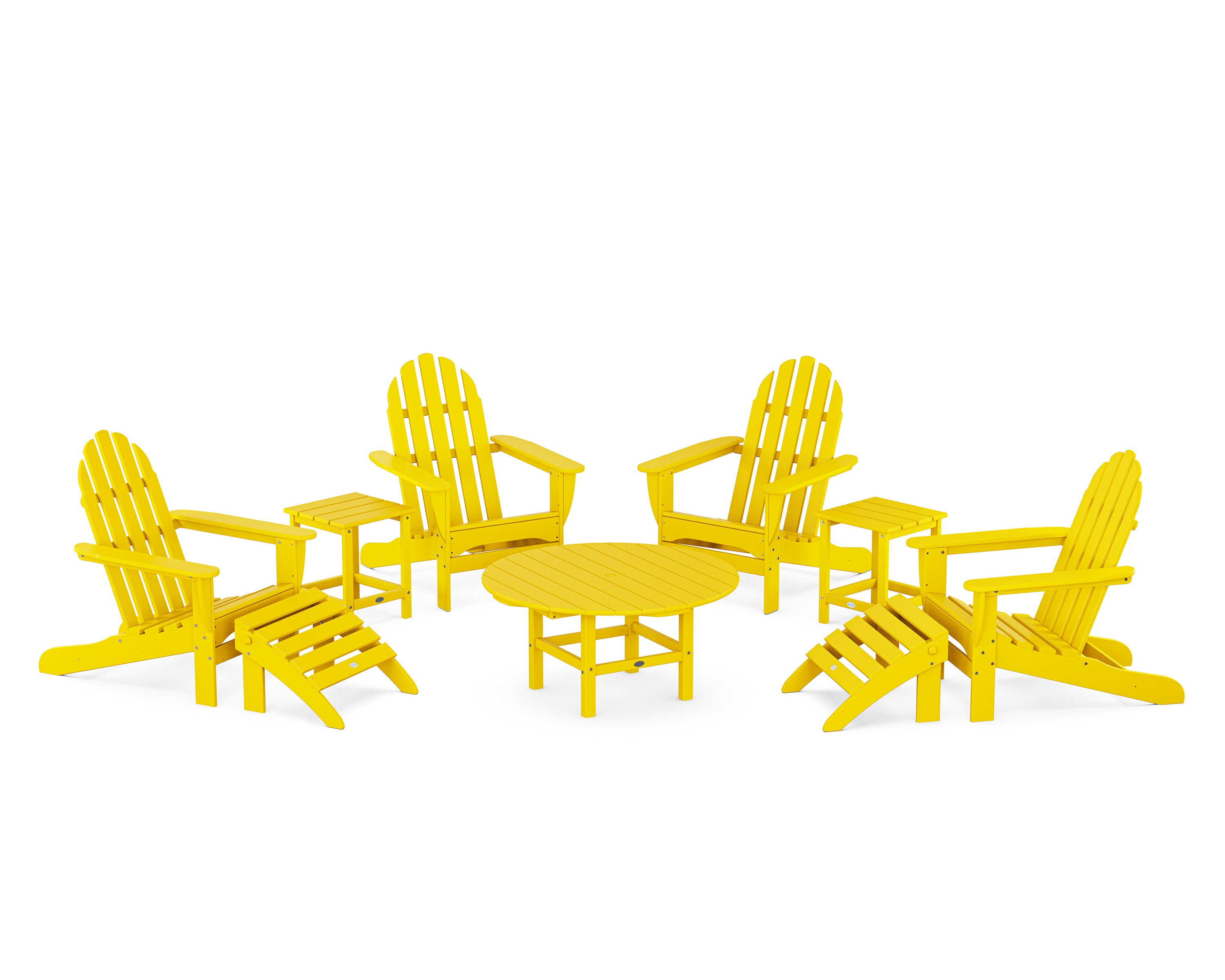 POLYWOOD Classic Adirondack Chair 9-Piece Conversation Set in Lemon