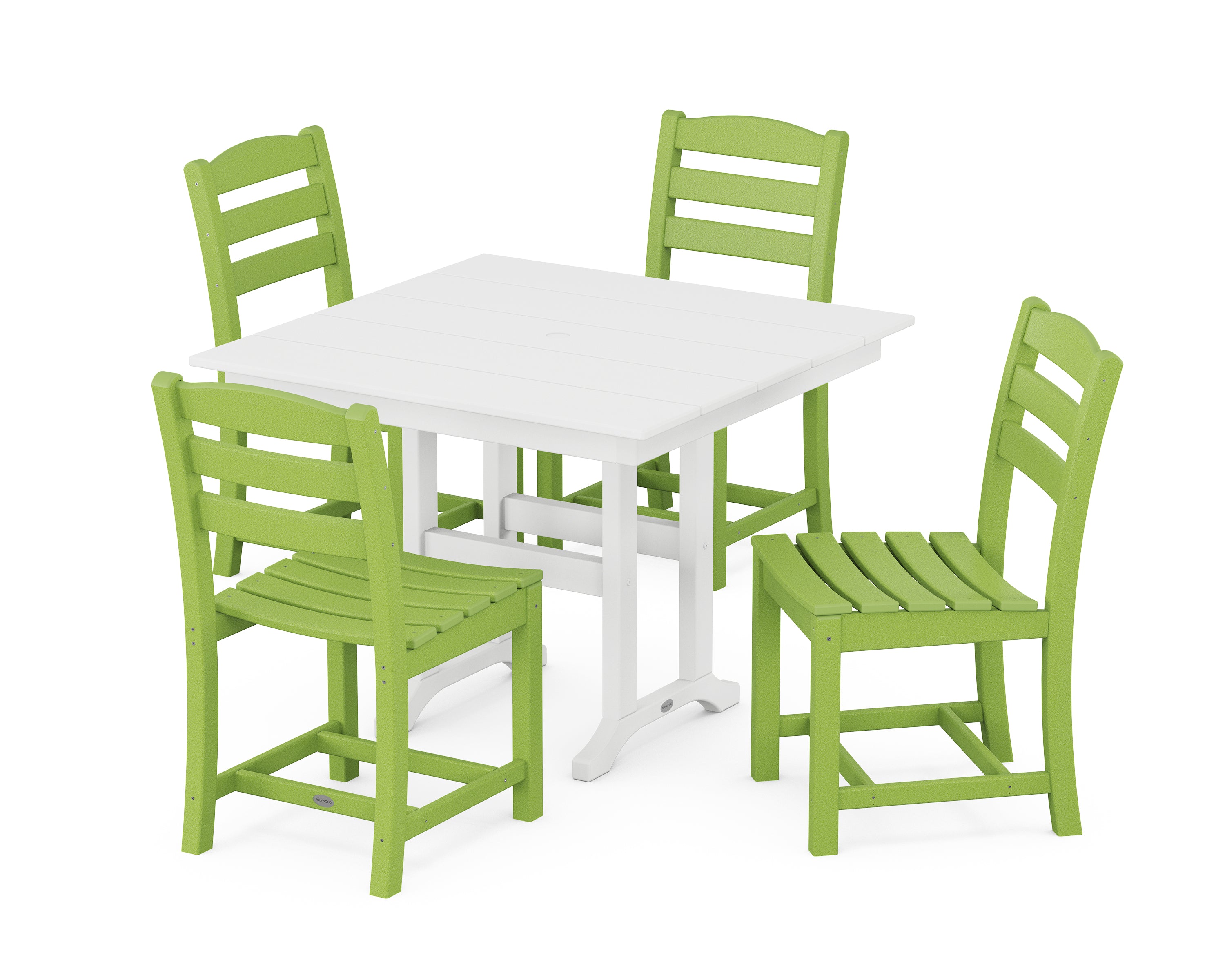 POLYWOOD La Casa Café Side Chair 5-Piece Farmhouse Dining Set in Lime / White