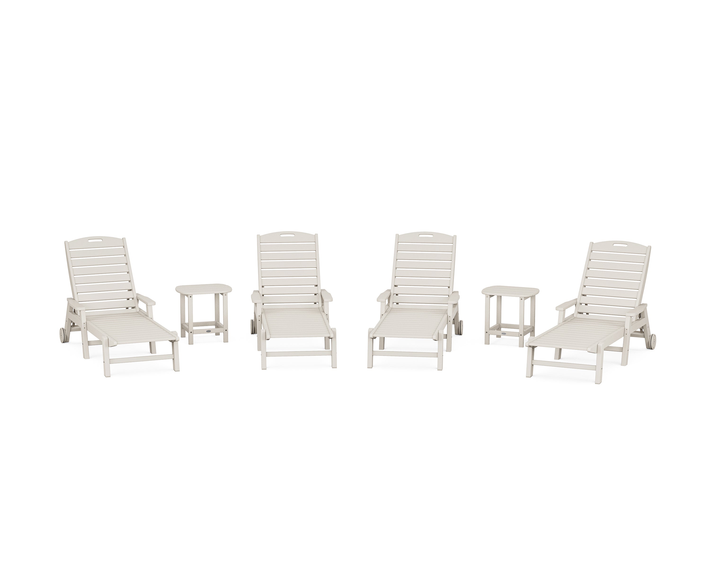 POLYWOOD Nautical Chaise 6-Piece Set with Arms & Wheels in Sand