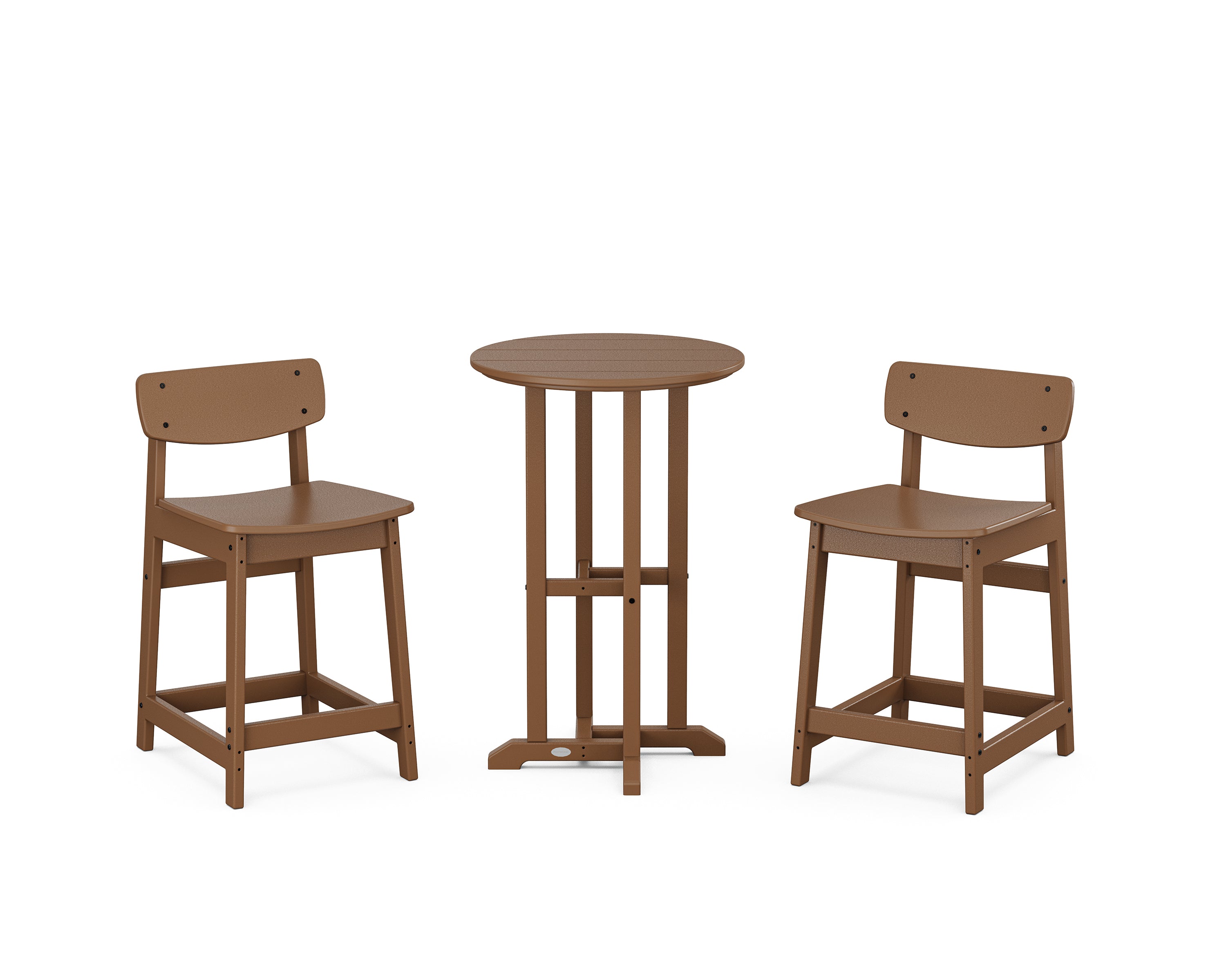 POLYWOOD Modern Studio Urban Lowback 3-Piece Bistro Counter Set in Teak