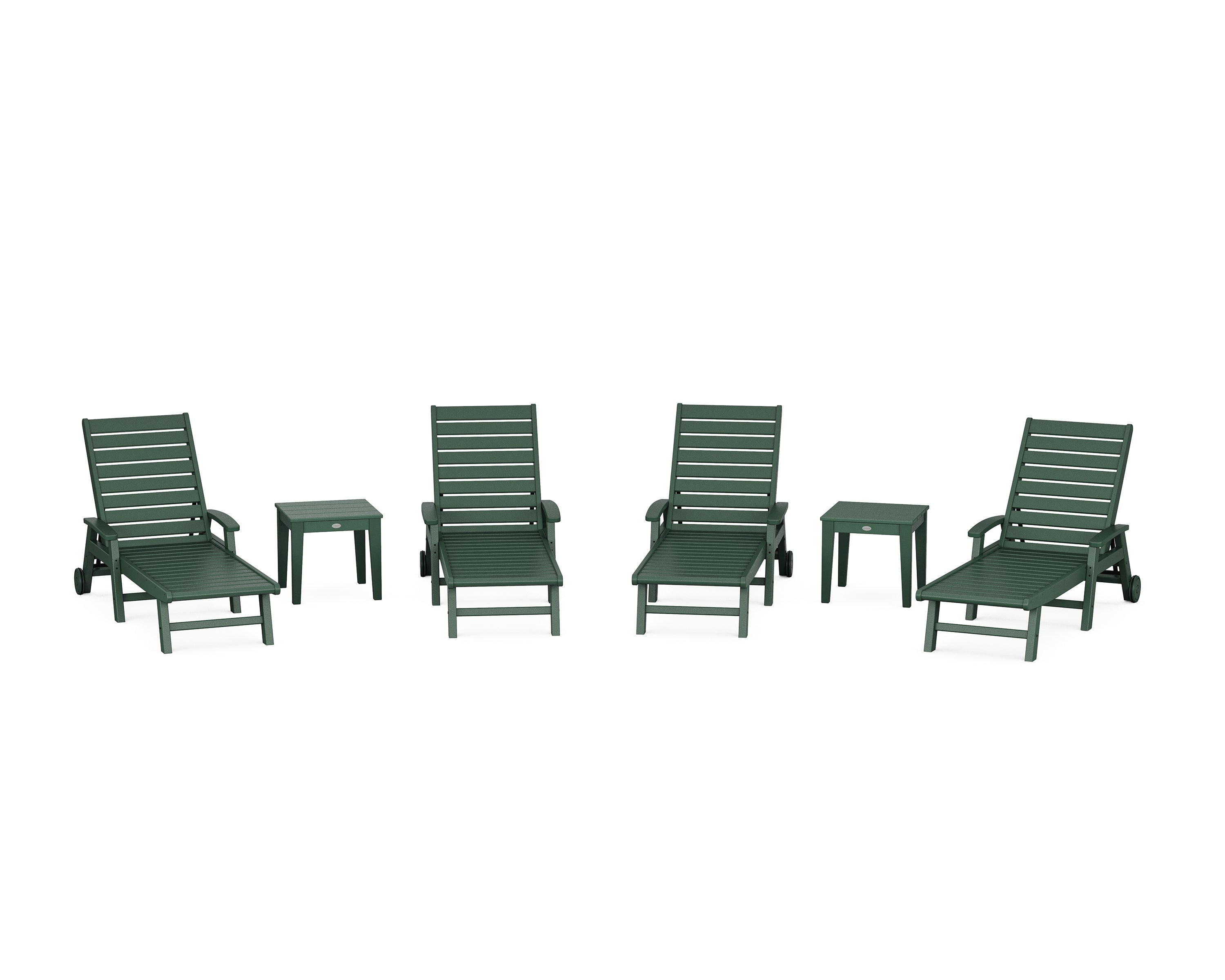 POLYWOOD Signature Chaise 6-Piece Set with Wheels in Green