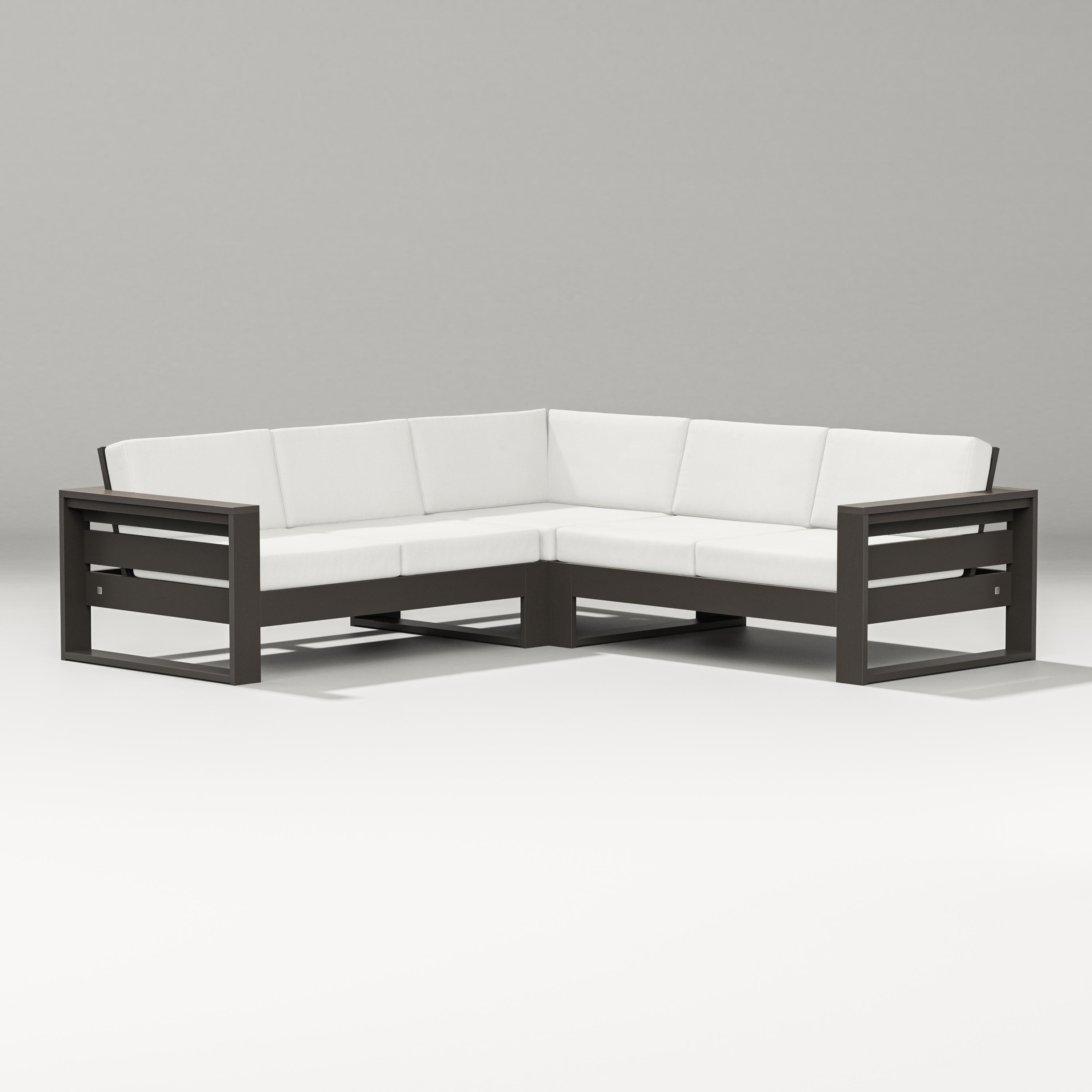 PW Designer Series Latitude Corner Sectional in Vintage Coffee / Natural Linen