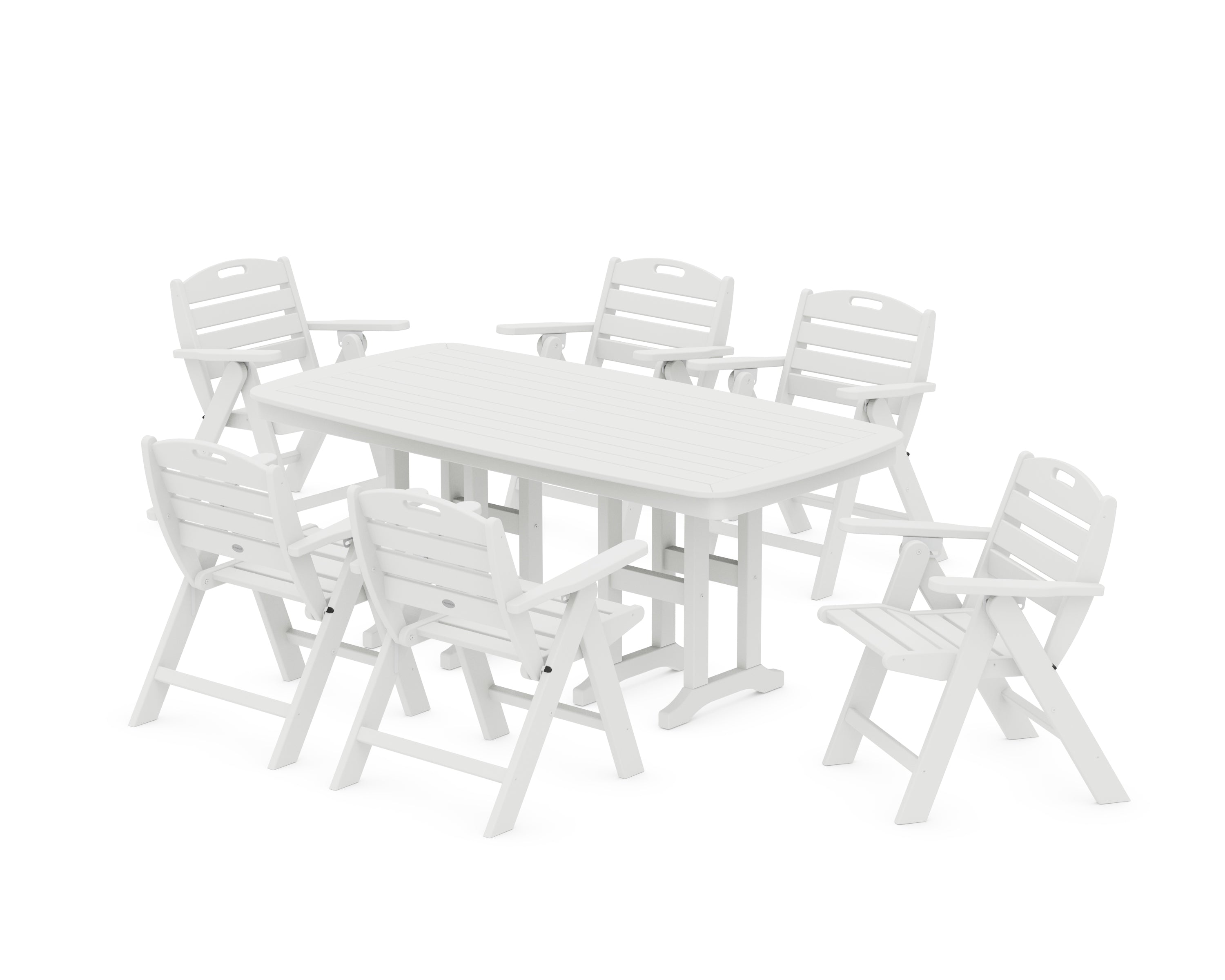 POLYWOOD Nautical Lowback 7-Piece Dining Set in White