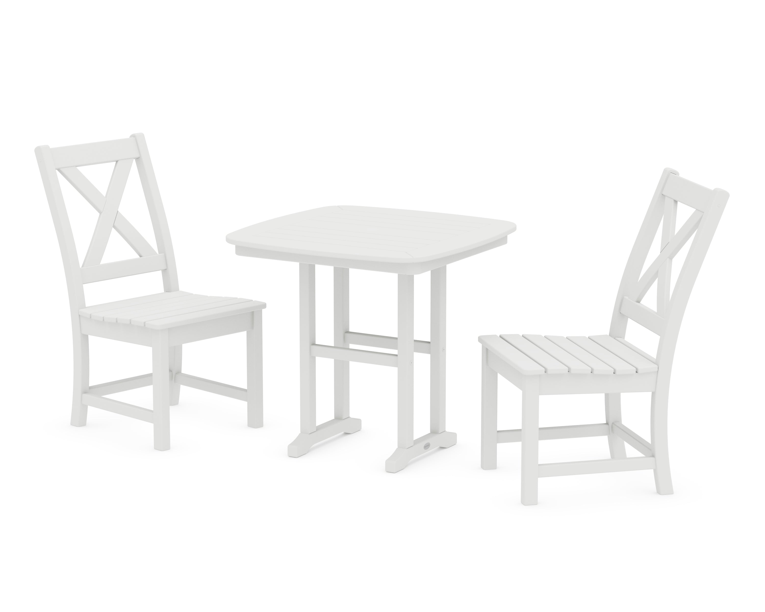 POLYWOOD Braxton Side Chair 3-Piece Dining Set in White
