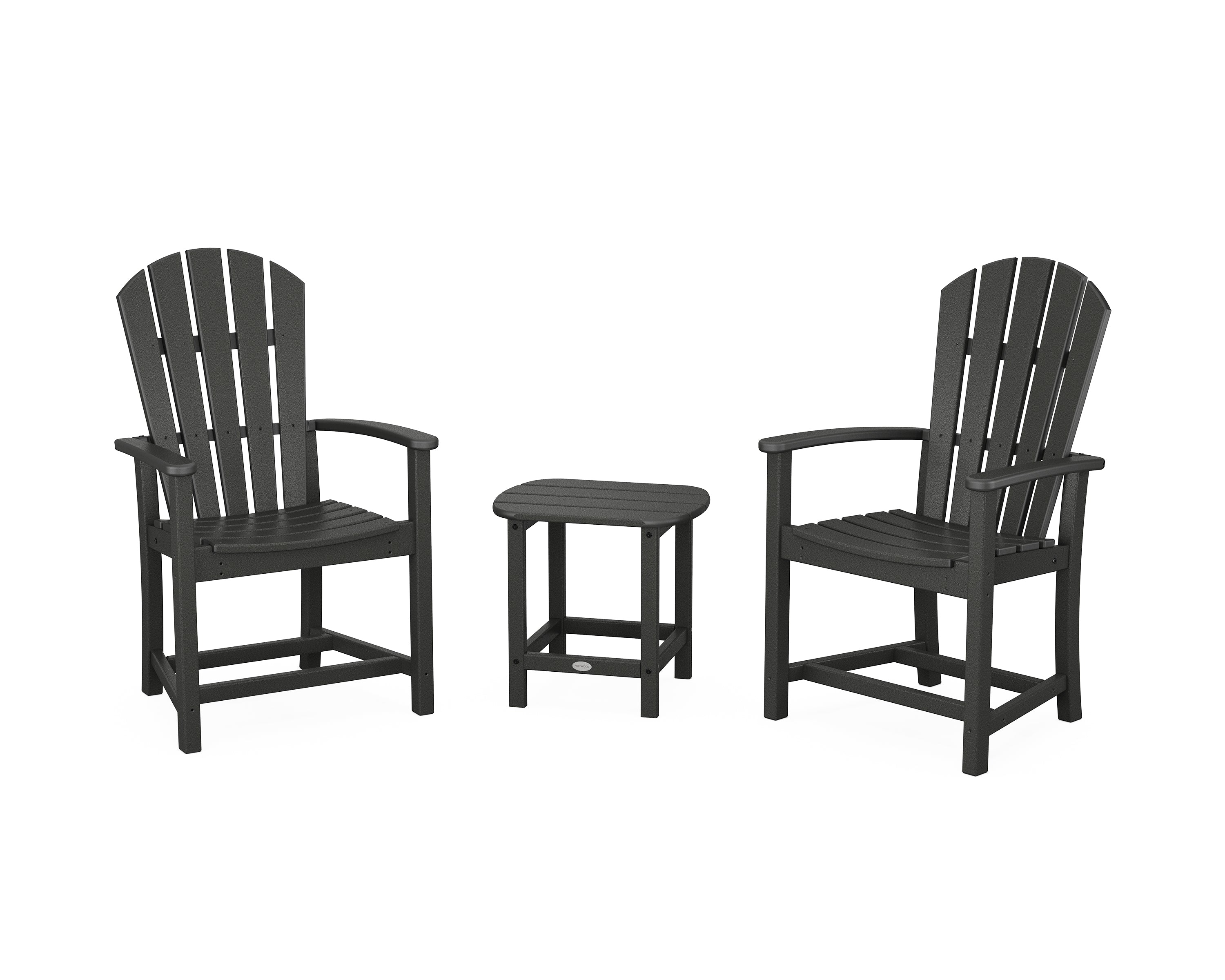 POLYWOOD Palm Coast 3-Piece Upright Adirondack Chair Set in Black