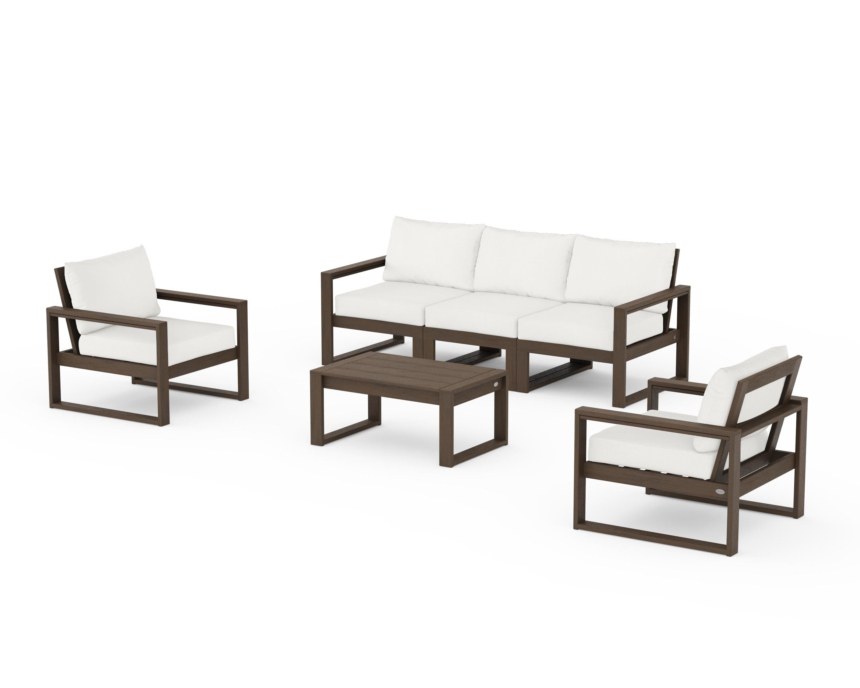POLYWOOD EDGE Sectional 4-Piece Deep Seating Set with Sofa in Kona / Natural Linen