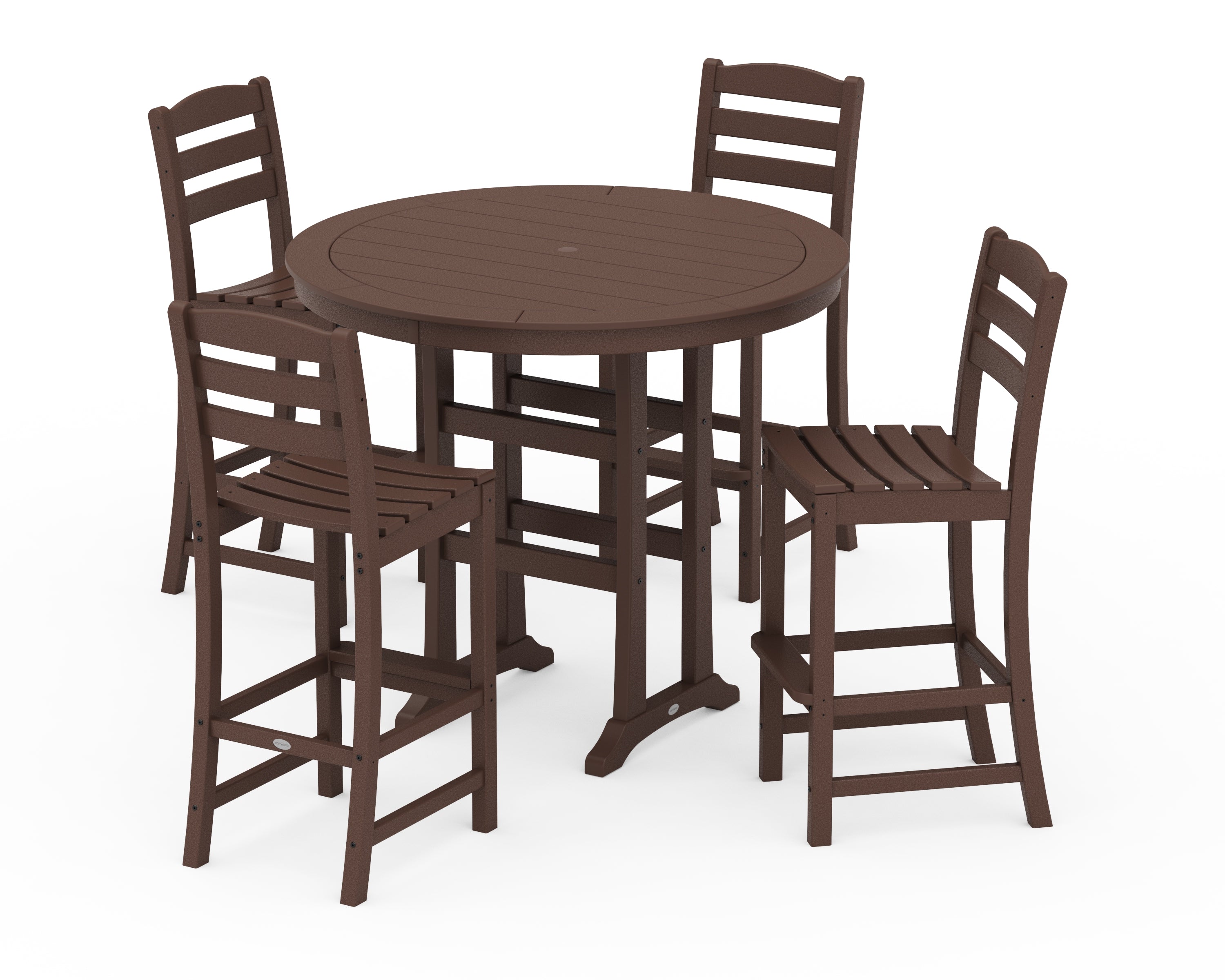 POLYWOOD La Casa Café 5-Piece Side Chair Bar Dining Set in Mahogany