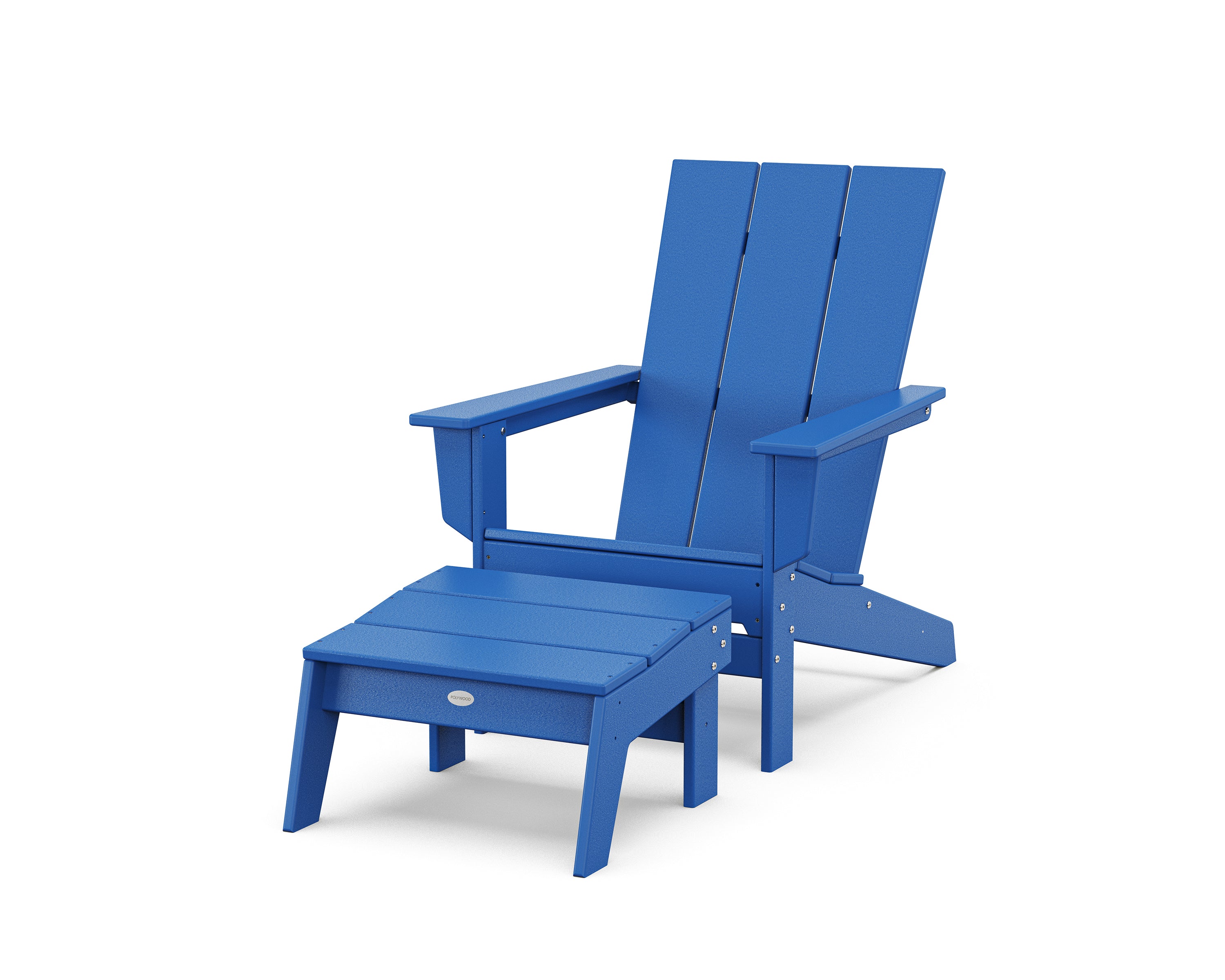 POLYWOOD Modern Studio Adirondack Chair with Ottoman in Pacific Blue