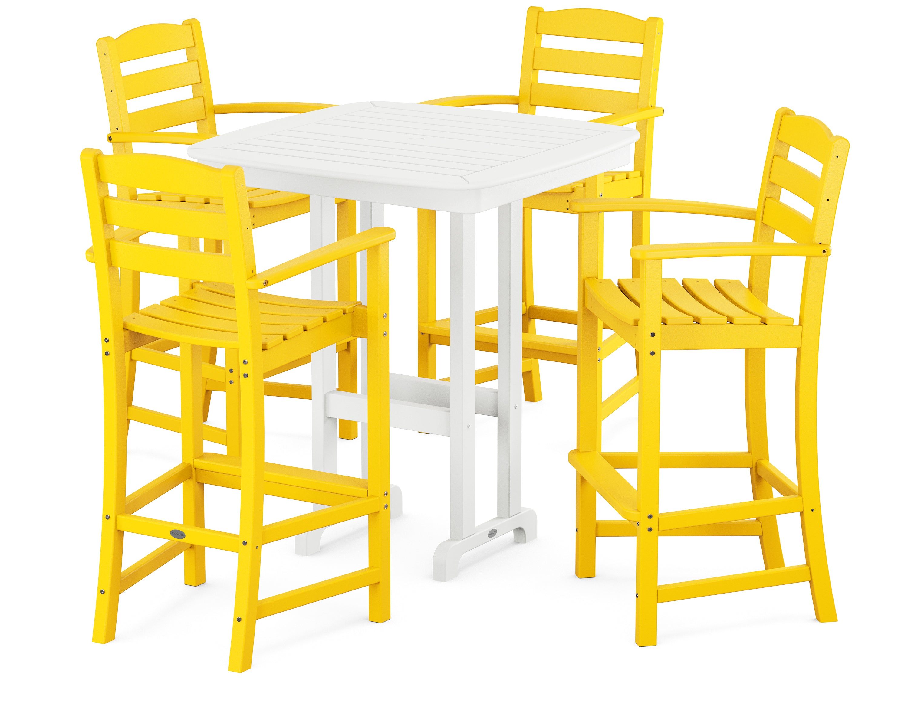 POLYWOOD® La Casa Café 5-Piece Bar Set in Lemon / White