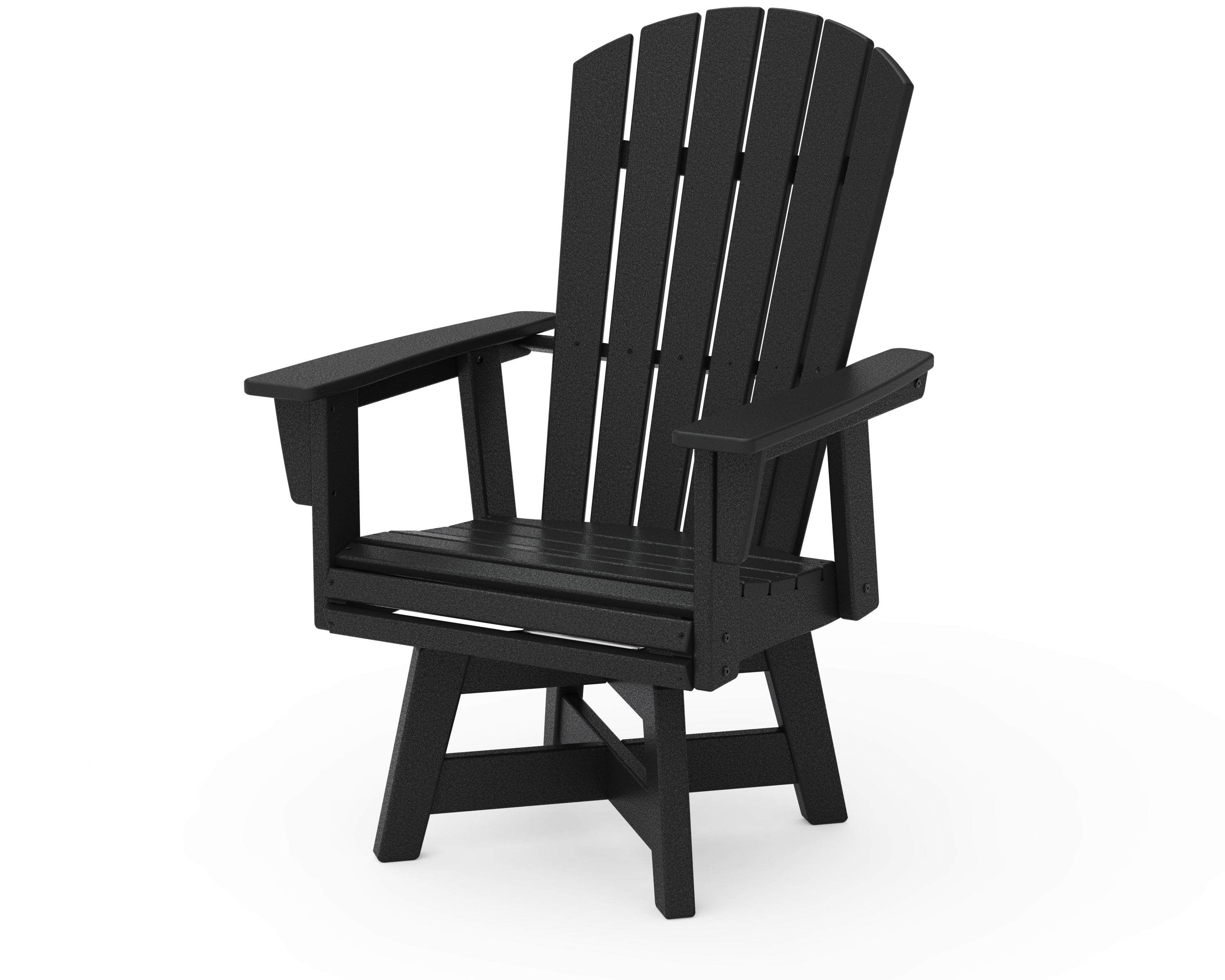 POLYWOOD Nautical Curveback Adirondack Swivel Dining Chair in Black