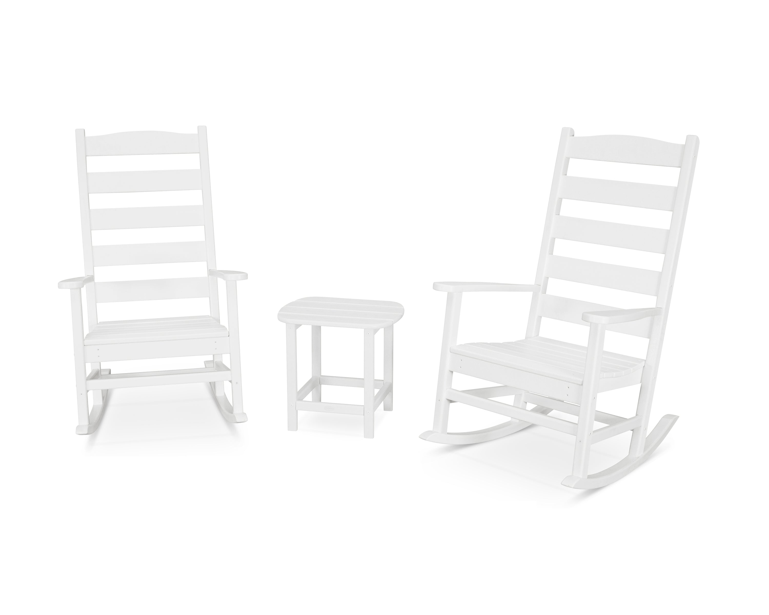POLYWOOD Shaker 3-Piece Porch Rocking Chair Set in White