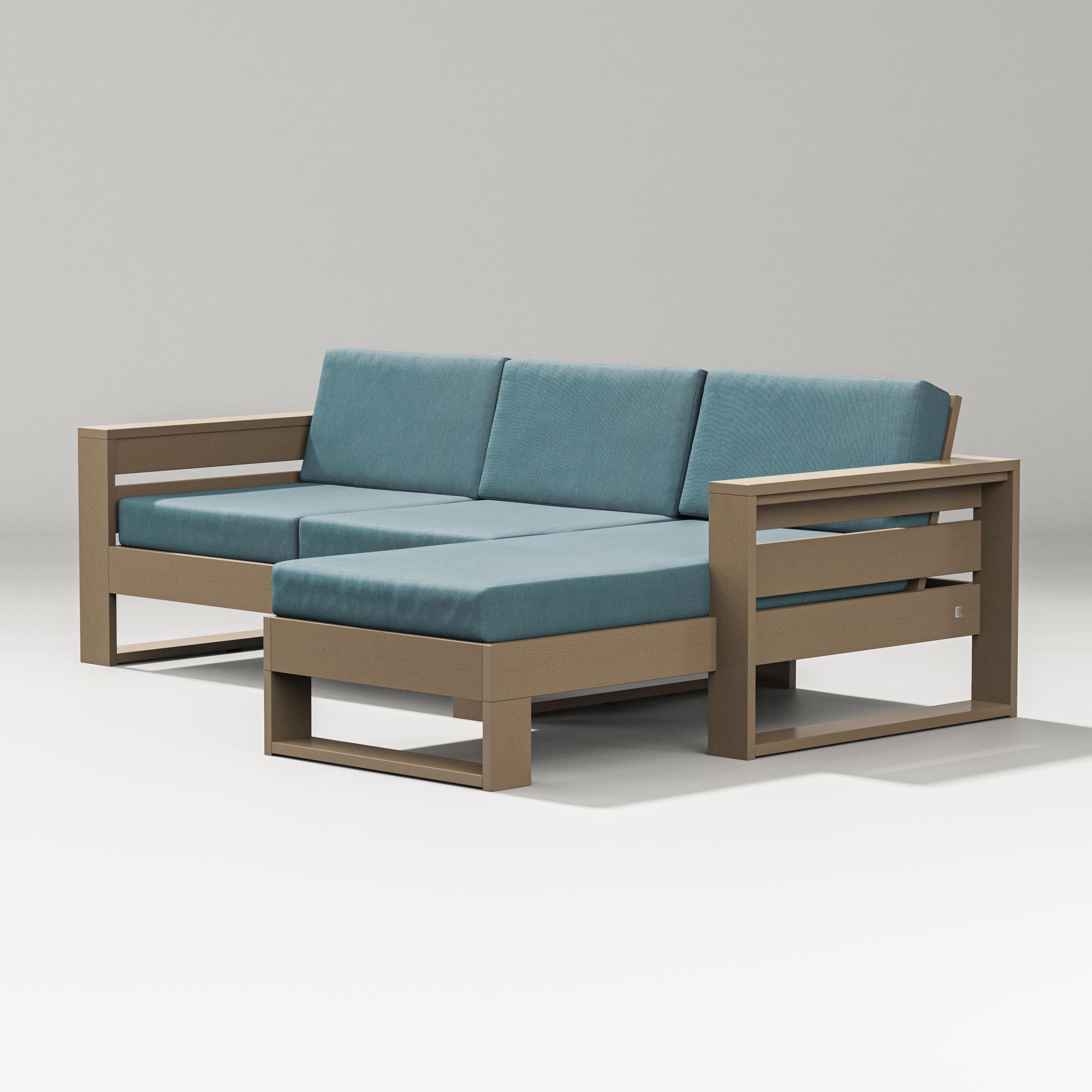 PW Designer Series Latitude Right Chaise Sectional in Vintage Sahara / Ocean Teal