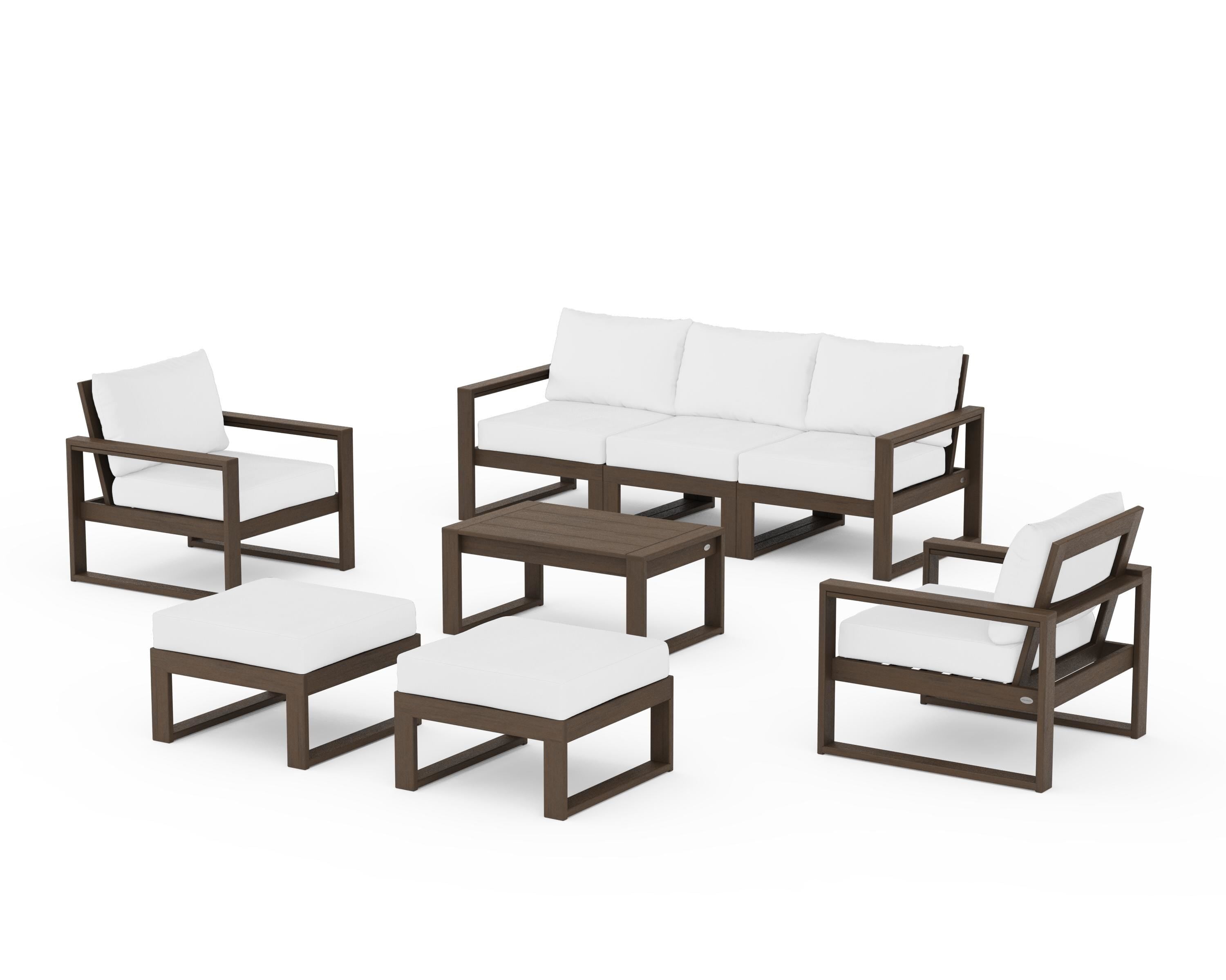POLYWOOD EDGE Sectional 8-Piece Lounge Sofa Set in Kona / Natural
