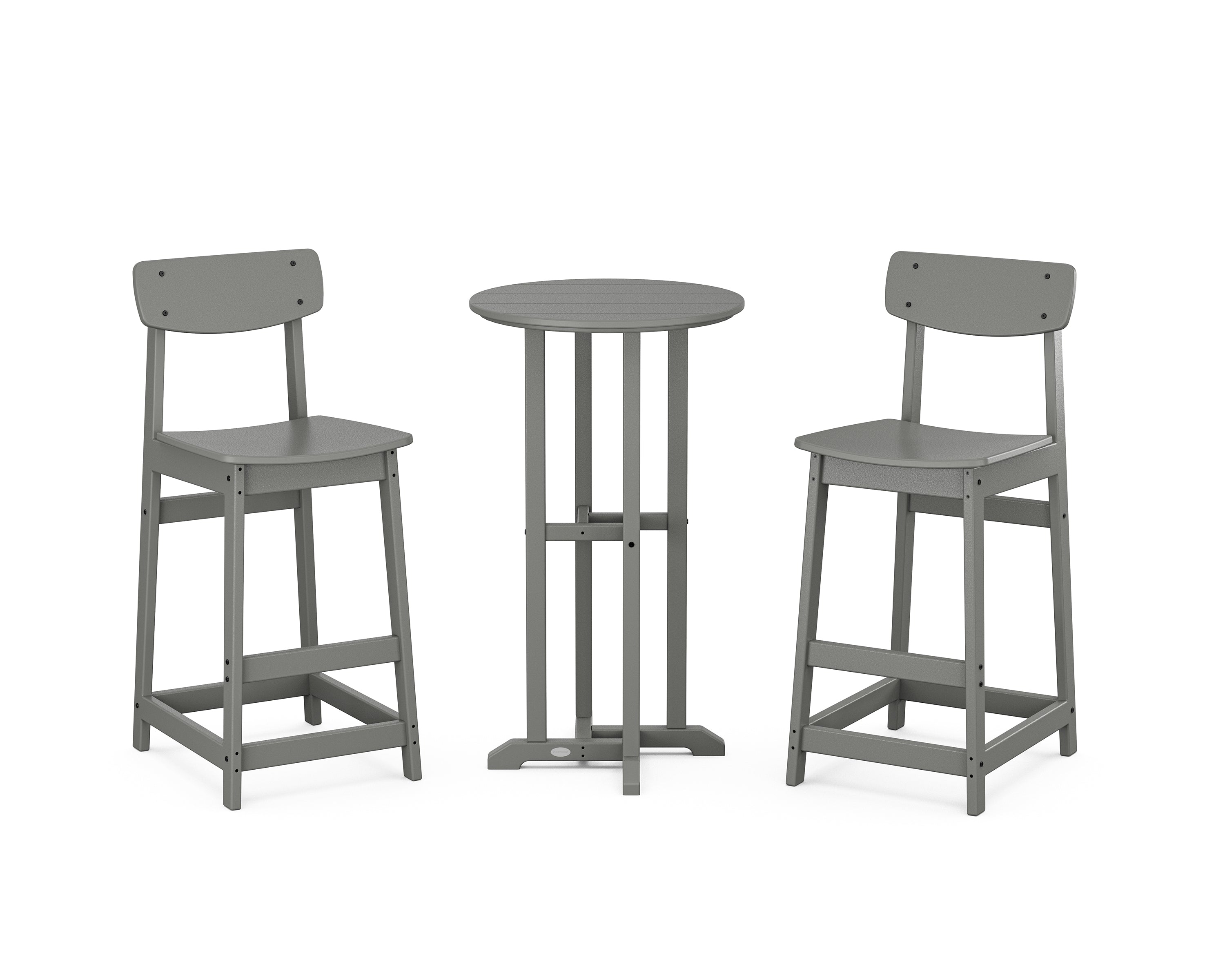POLYWOOD Modern Studio Urban Bar Chair 3-Piece Bistro Set in Slate Grey