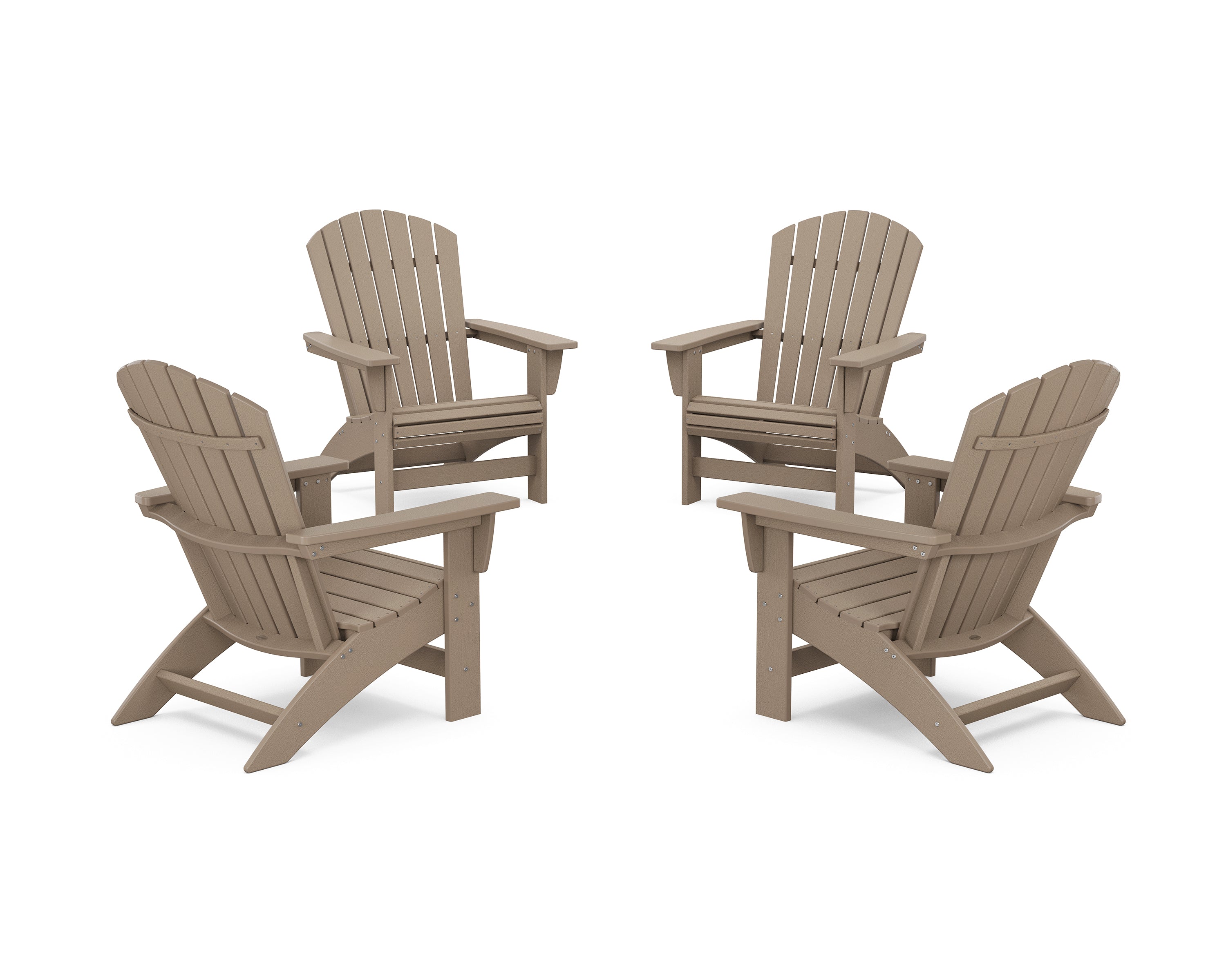 POLYWOOD 4-Piece Nautical Grand Adirondack Chair Conversation Set in Vintage Sahara