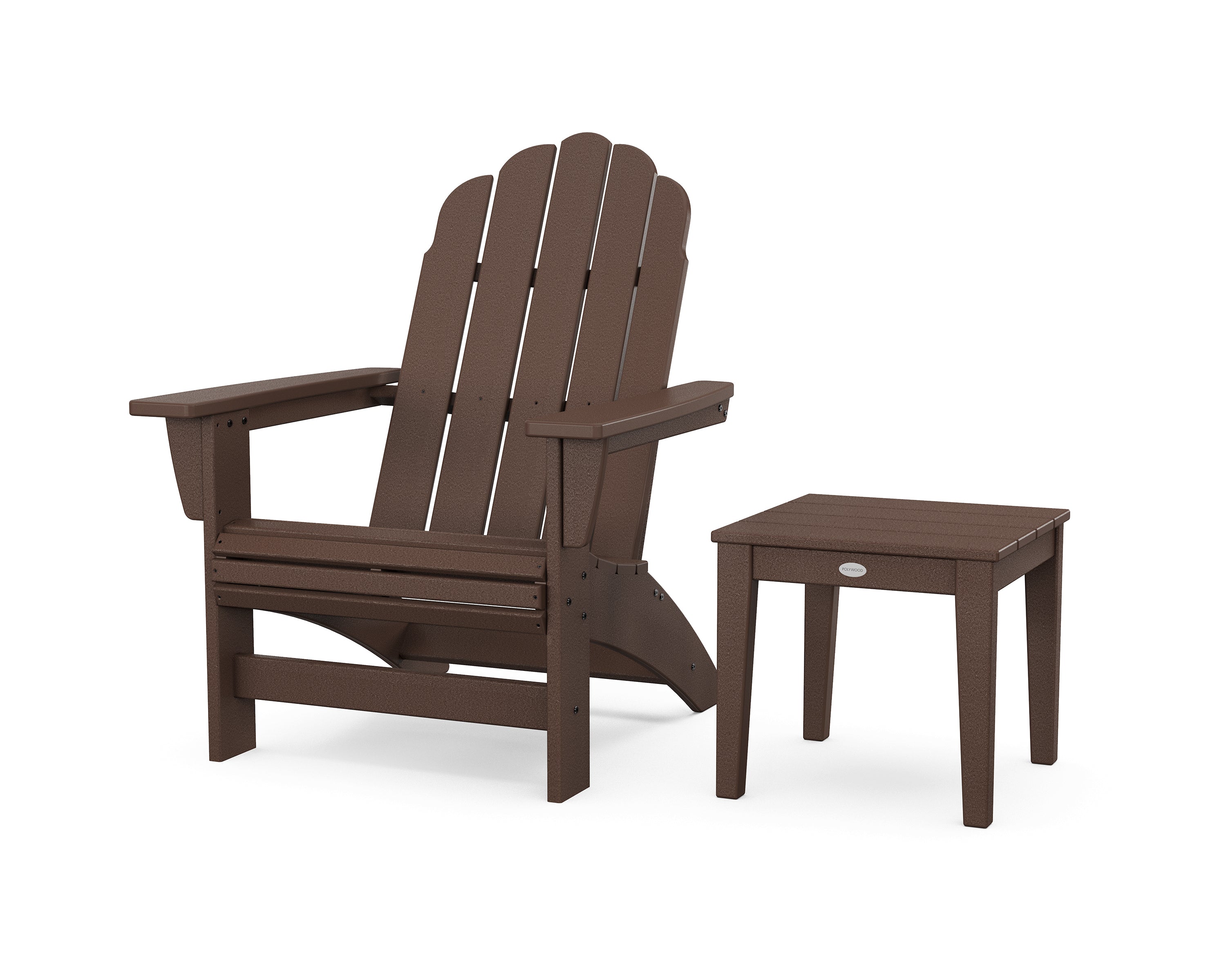 POLYWOOD Vineyard Grand Adirondack Chair with Side Table in Mahogany