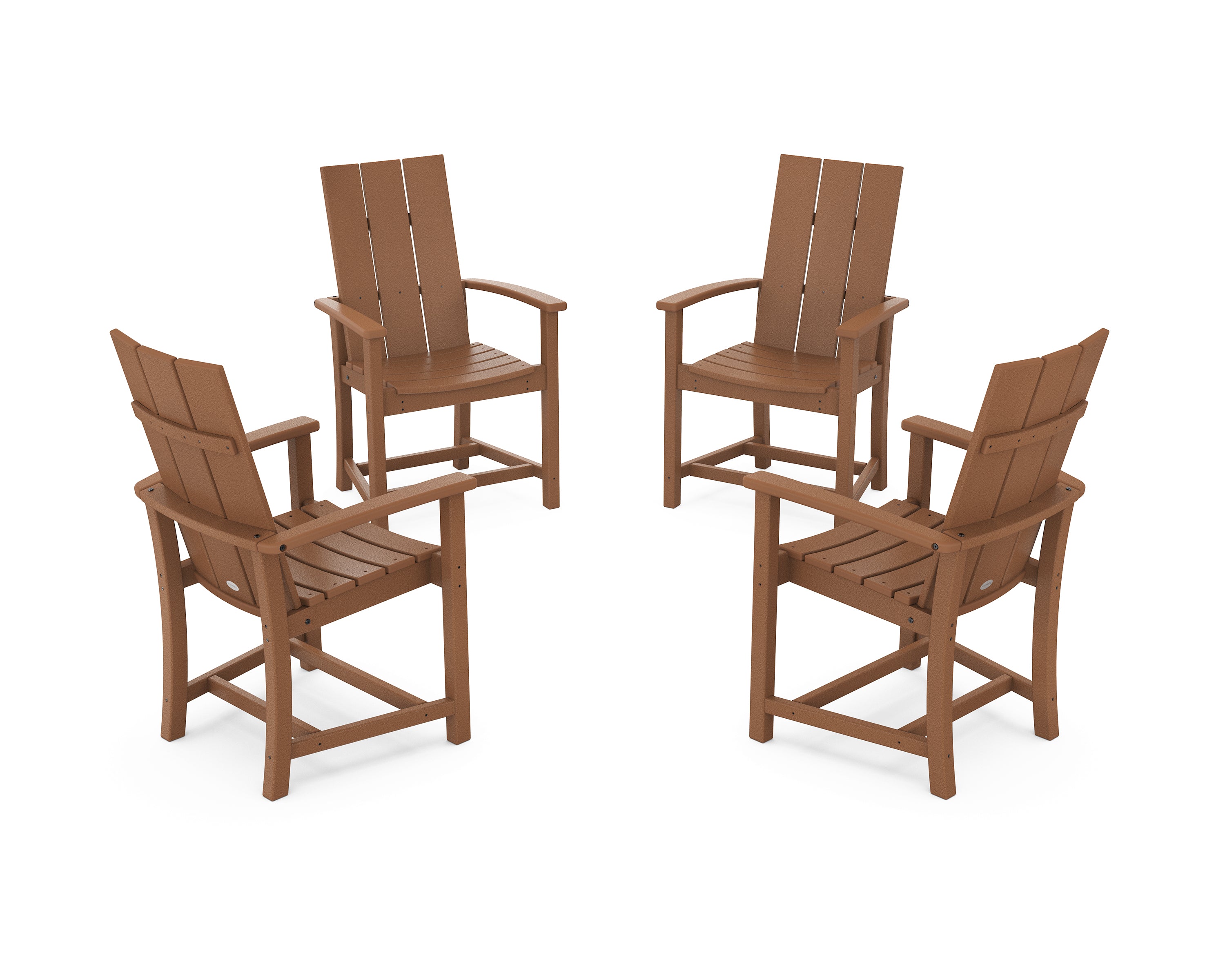 POLYWOOD Modern 4-Piece Upright Adirondack Conversation Set in Teak