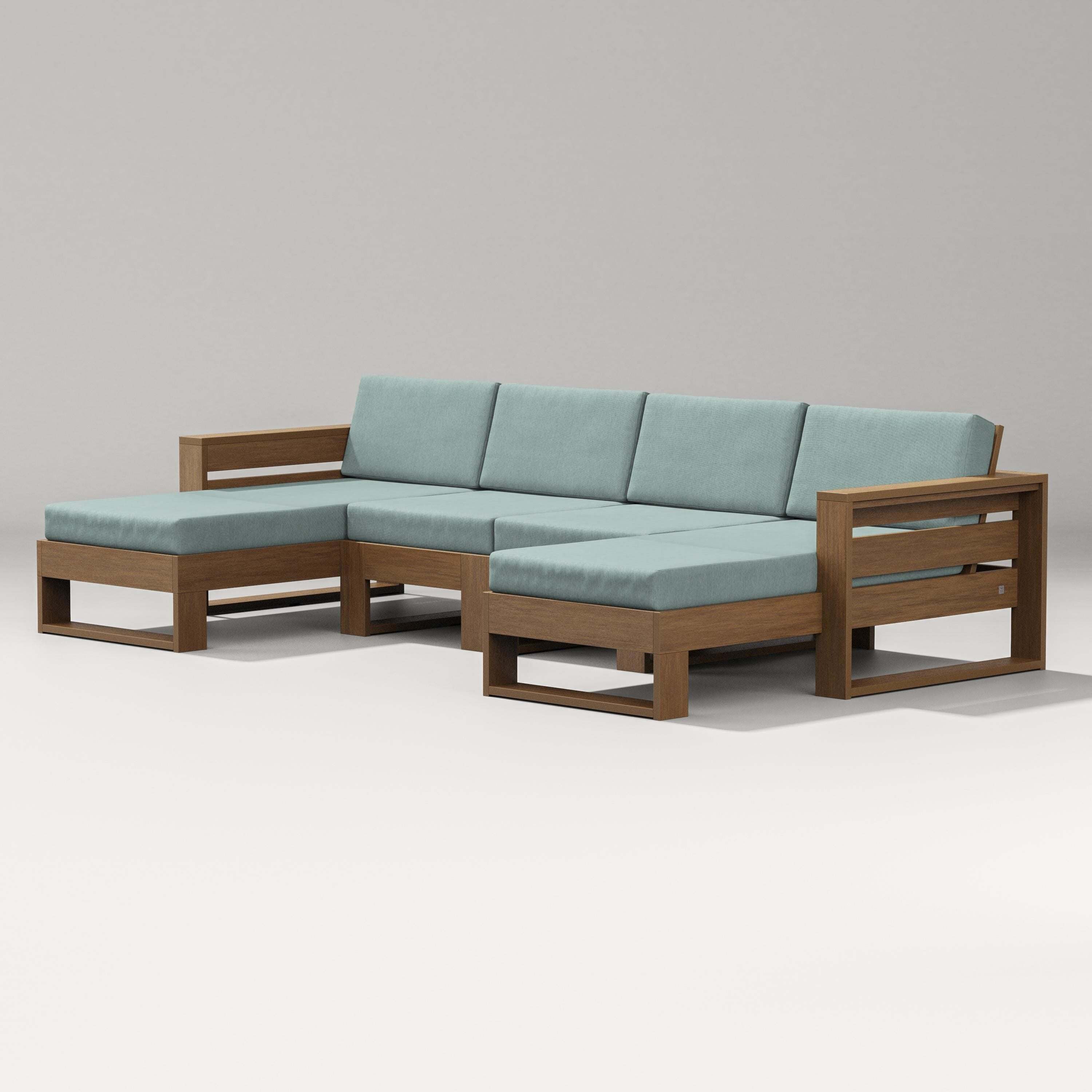 PW Designer Series Latitude Double Chaise Sectional in Natural / Glacier Spa