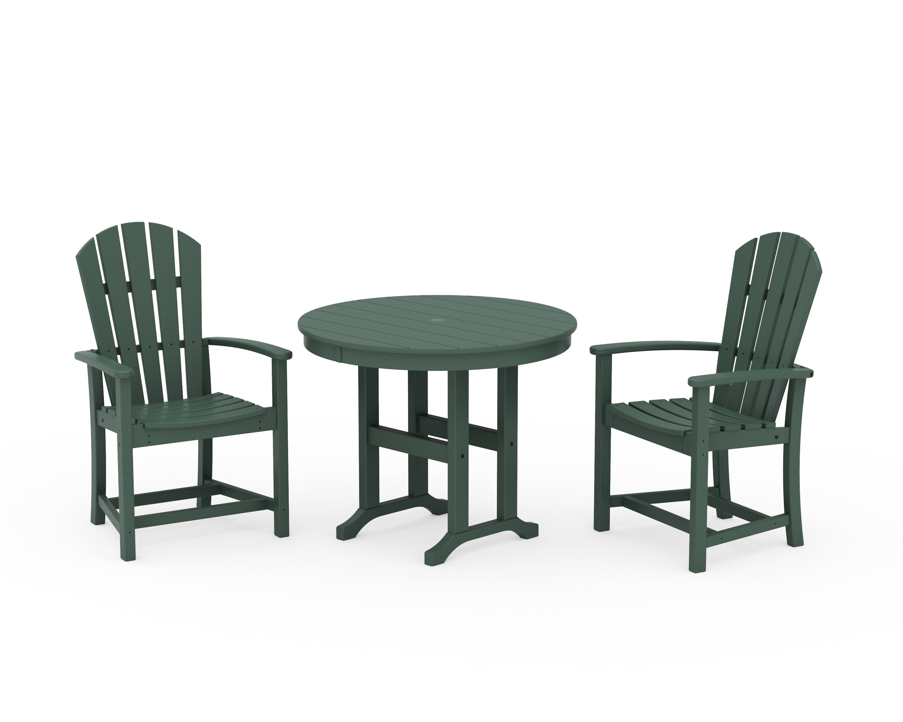 POLYWOOD Palm Coast 3-Piece Round Farmhouse Dining Set in Green