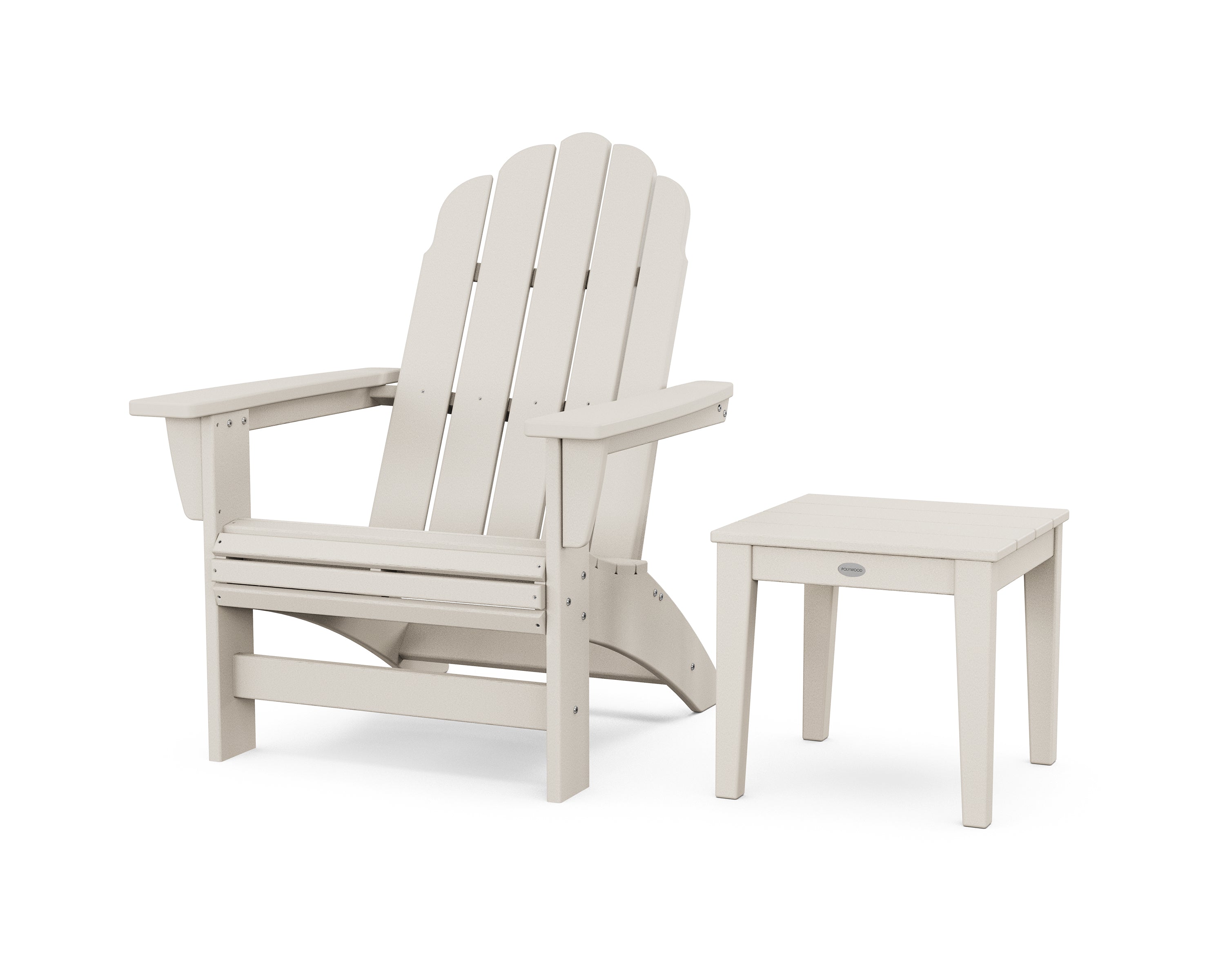 POLYWOOD® Vineyard Grand Adirondack Chair with Side Table in Sand