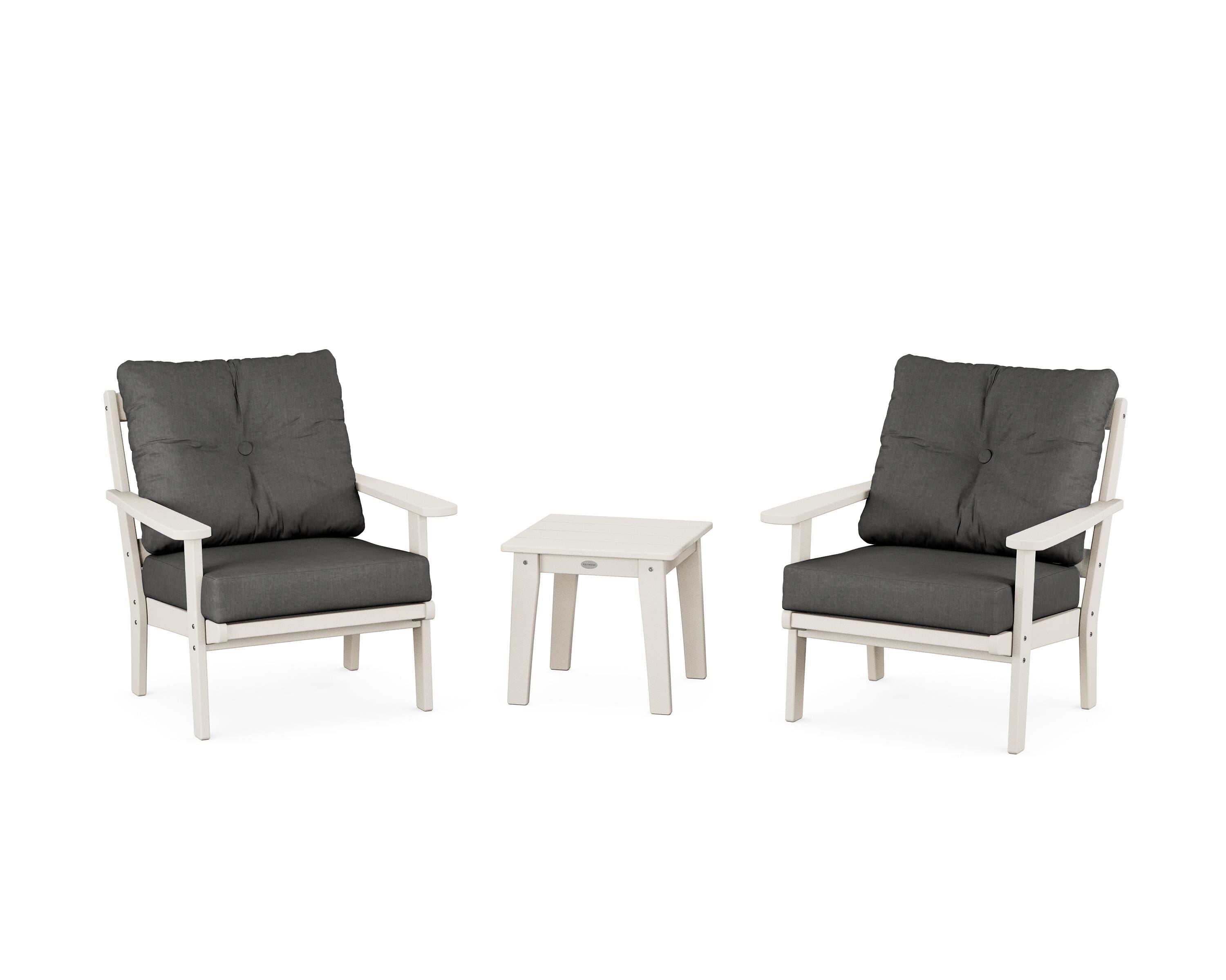 POLYWOOD Mission 3-Piece Deep Seating Set in Sand / Spectrum Carbon