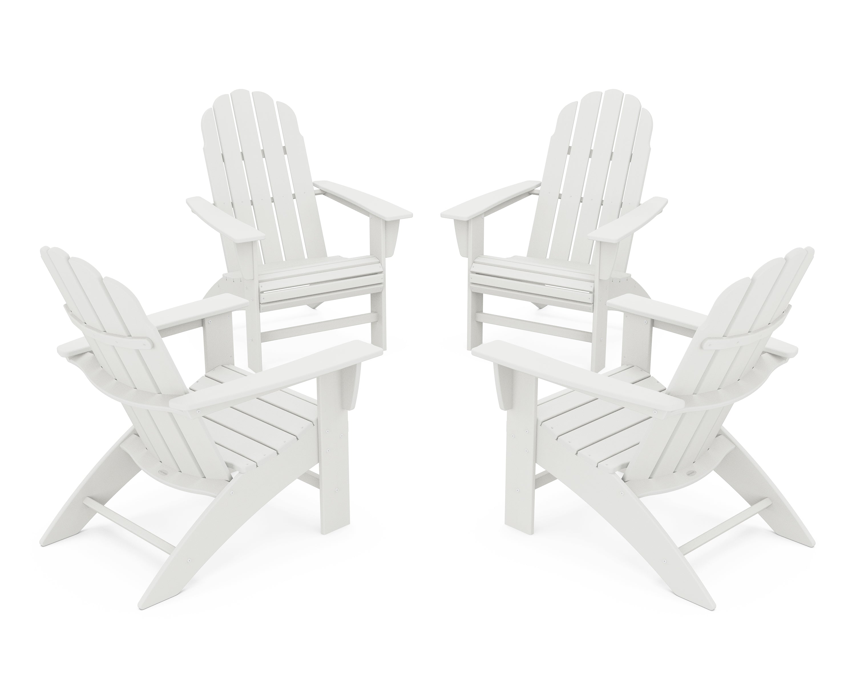 POLYWOOD 4-Piece Vineyard Curveback Adirondack Chair Conversation Set in Vintage White