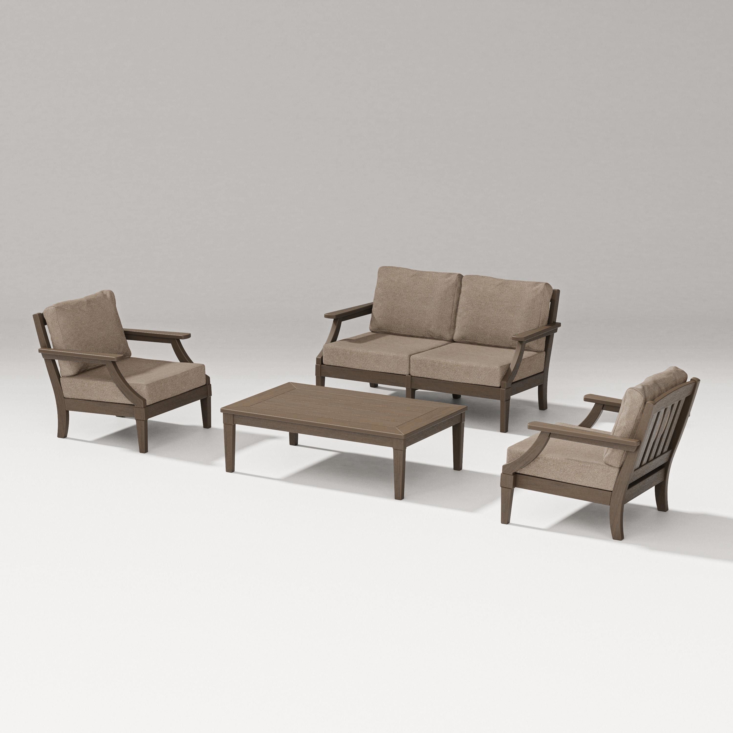 PW Designer Series Estate Lounge 4-Piece Loveseat Set in Kona / Spiced Burlap