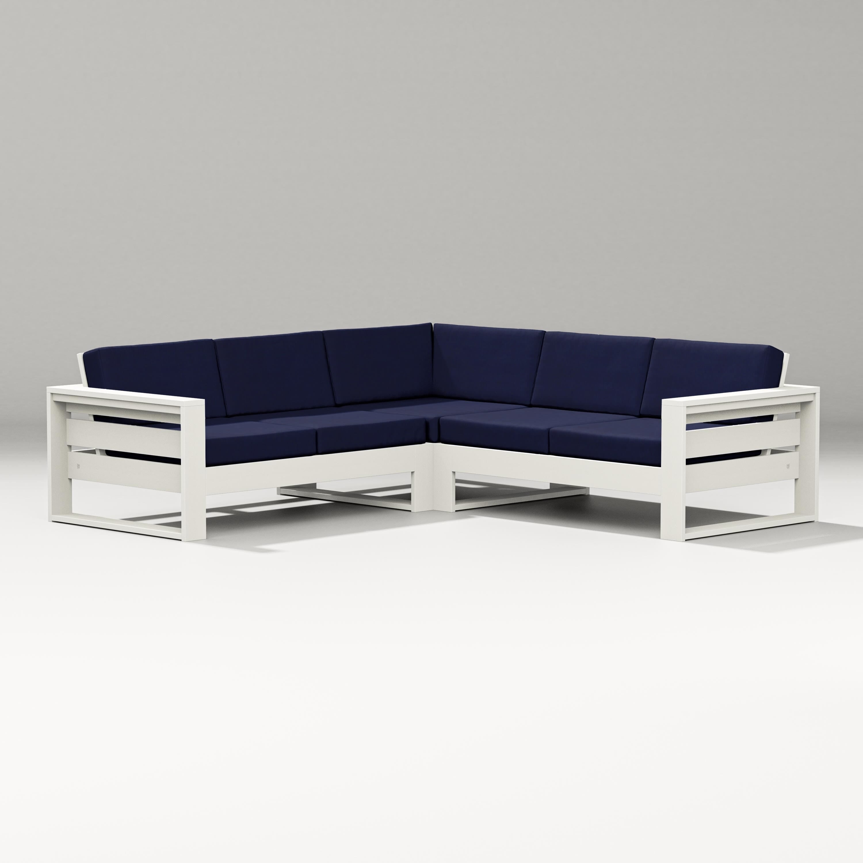 PW Designer Series Latitude Corner Sectional in Vintage White / Navy