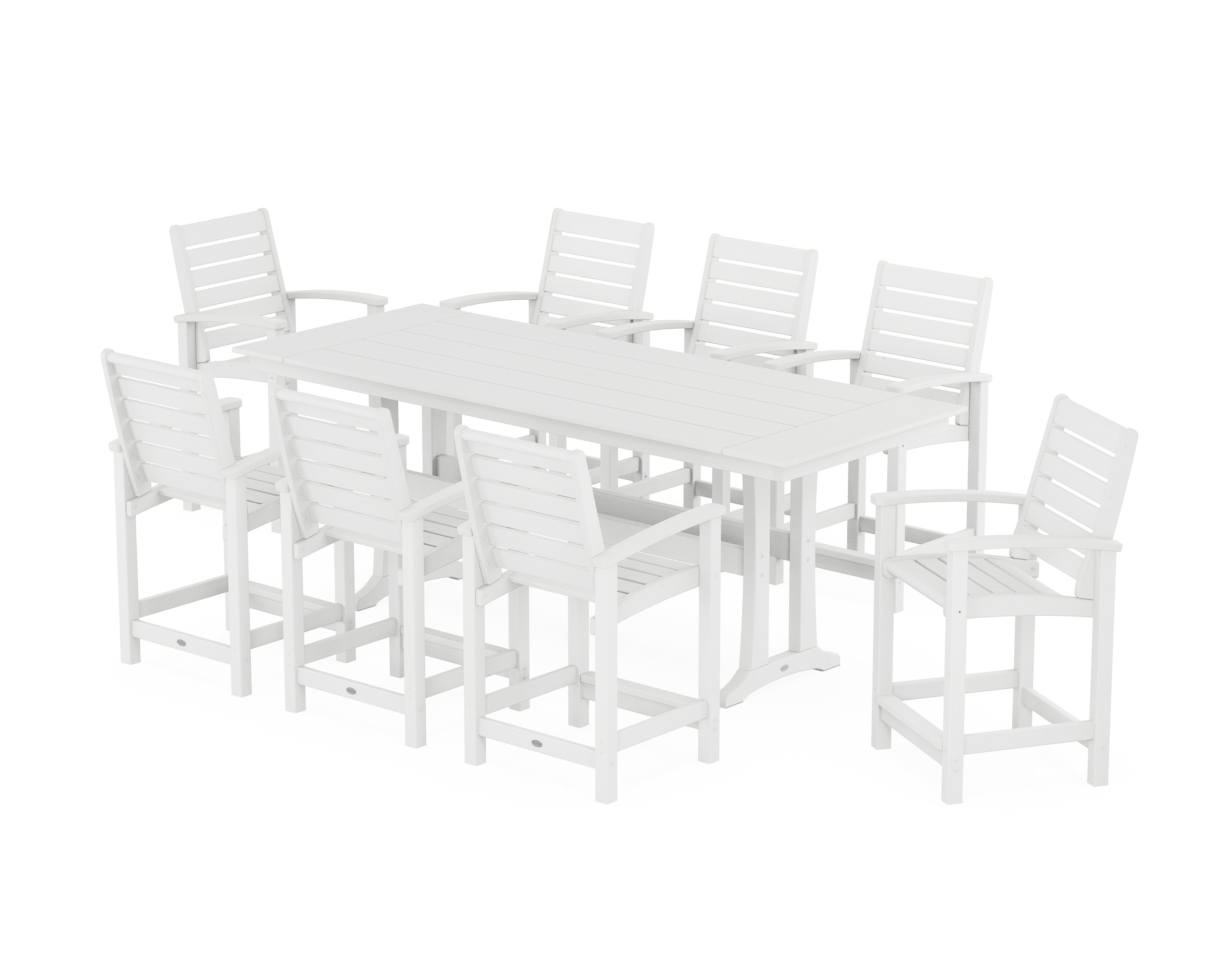 POLYWOOD Signature 9-Piece Farmhouse Counter Set with Trestle Legs in White