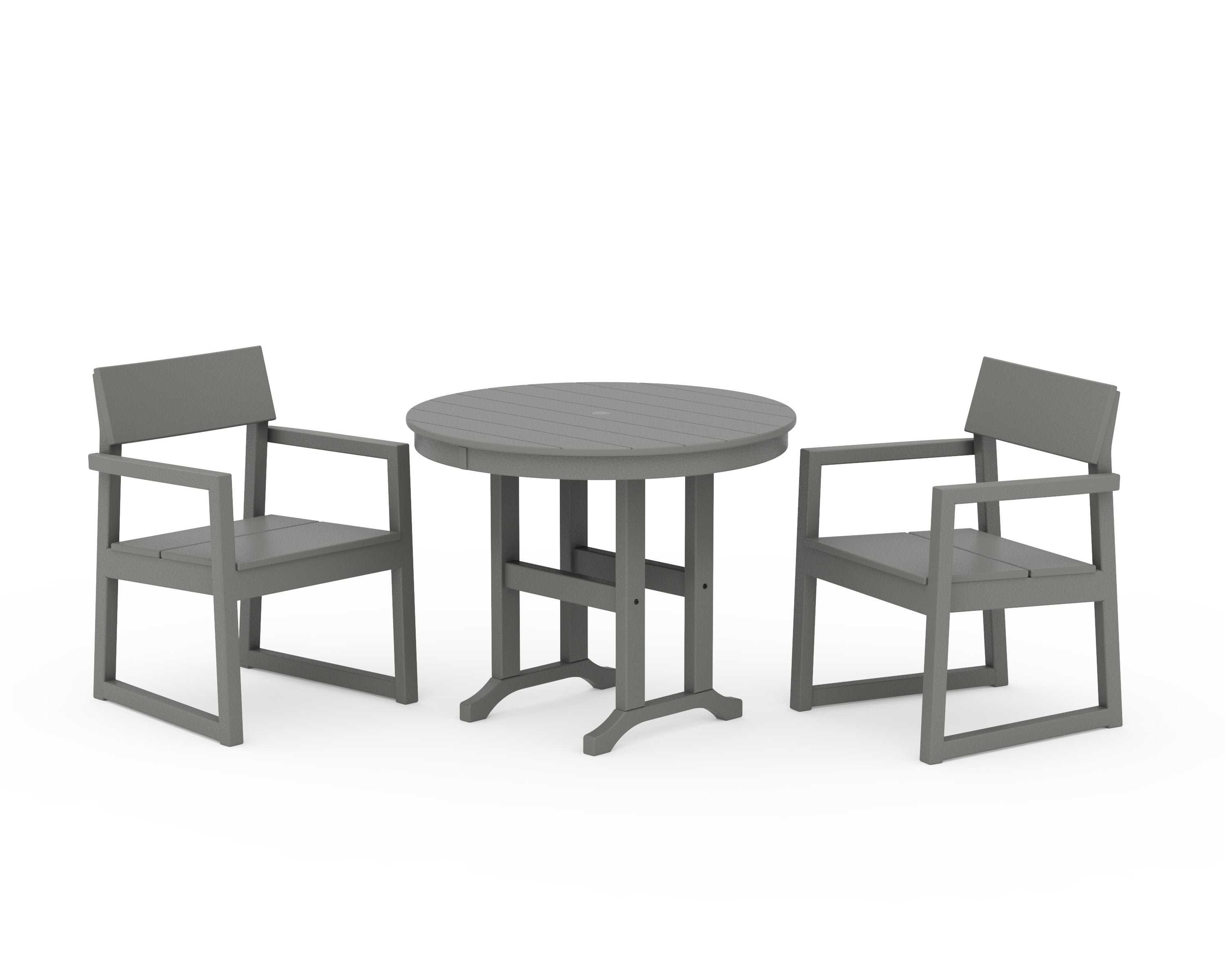 POLYWOOD EDGE 3-Piece Round Dining Set in Slate Grey
