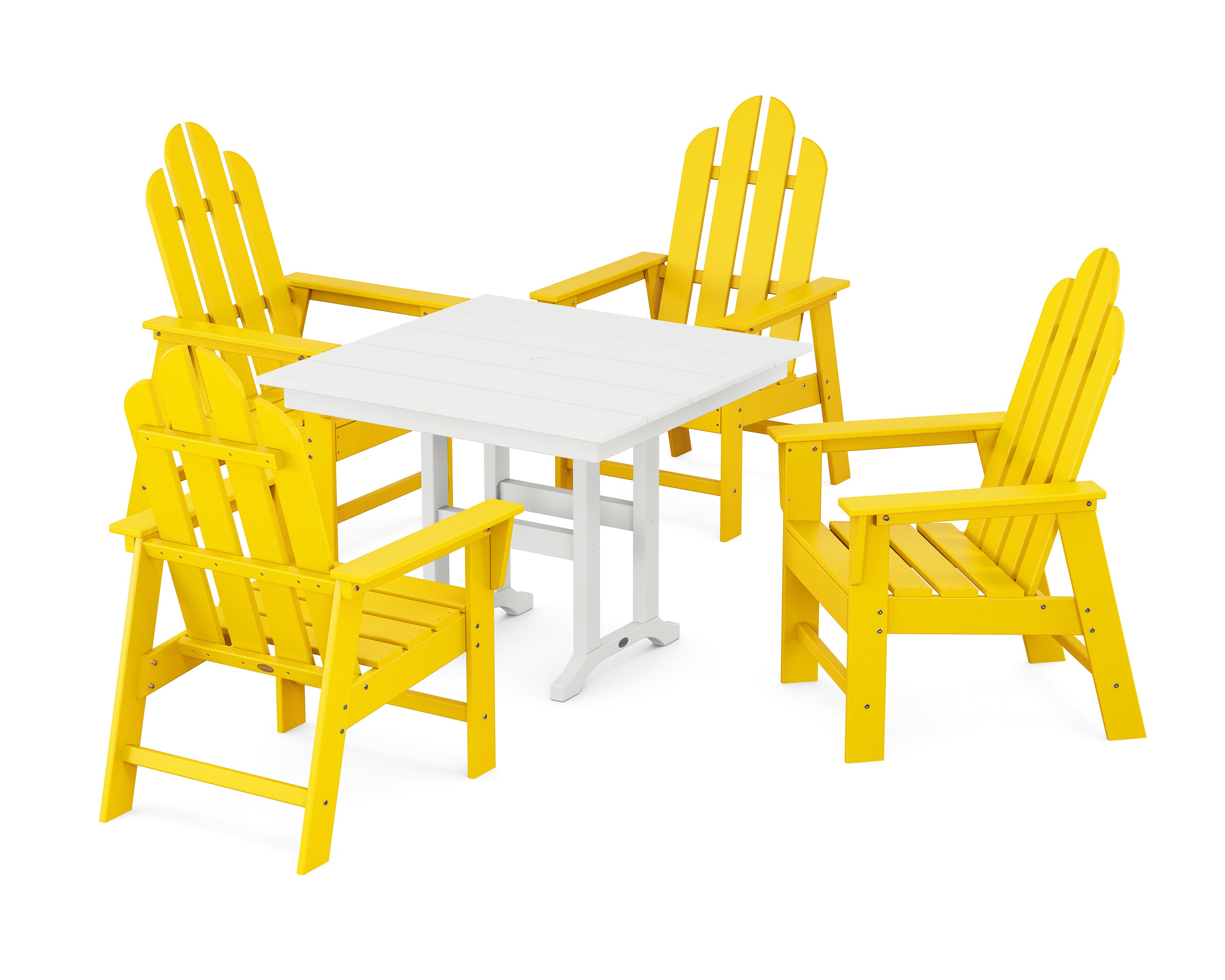 POLYWOOD Long Island 5-Piece Farmhouse Dining Set in Lemon / White