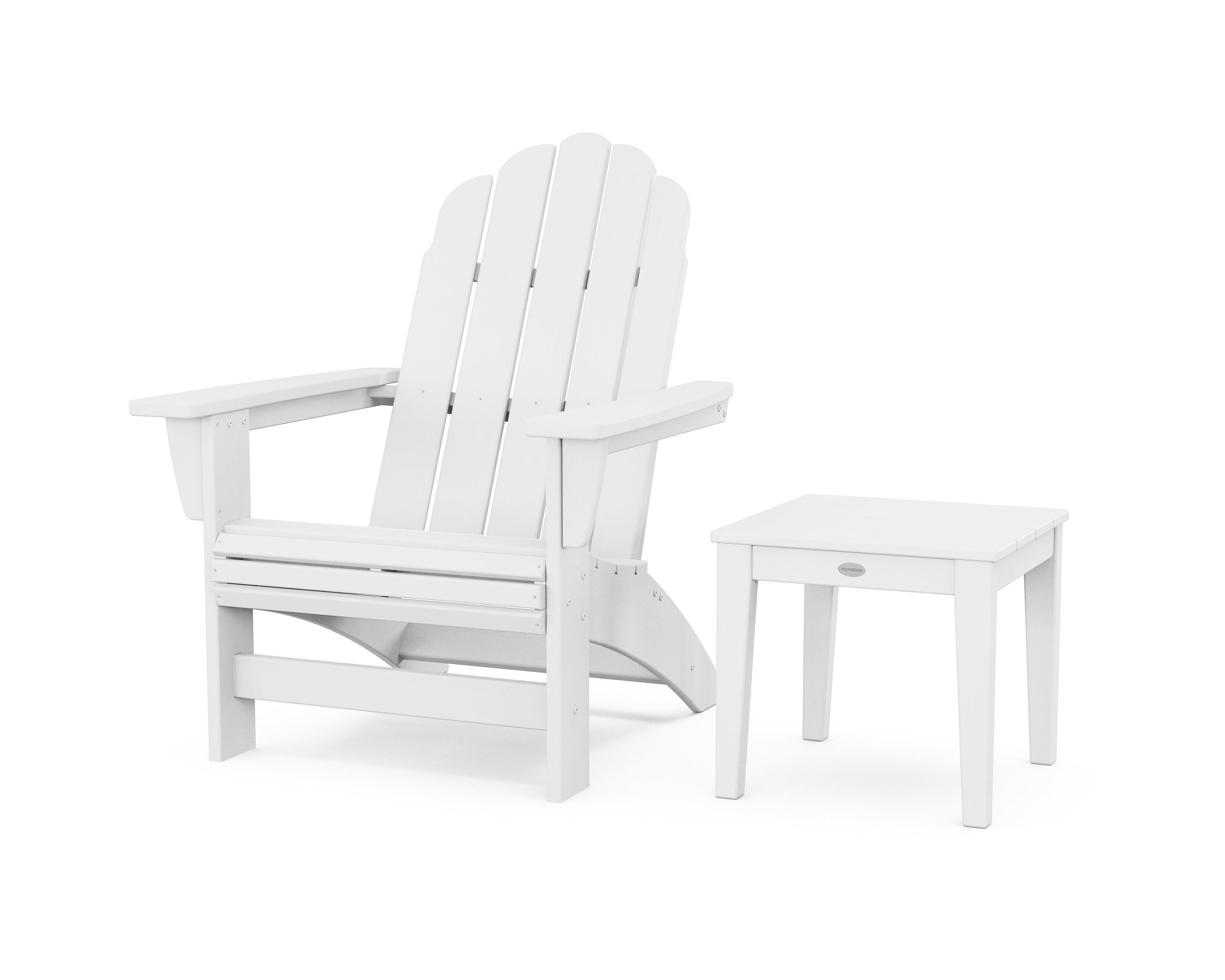 POLYWOOD Vineyard Grand Adirondack Chair with Side Table in White