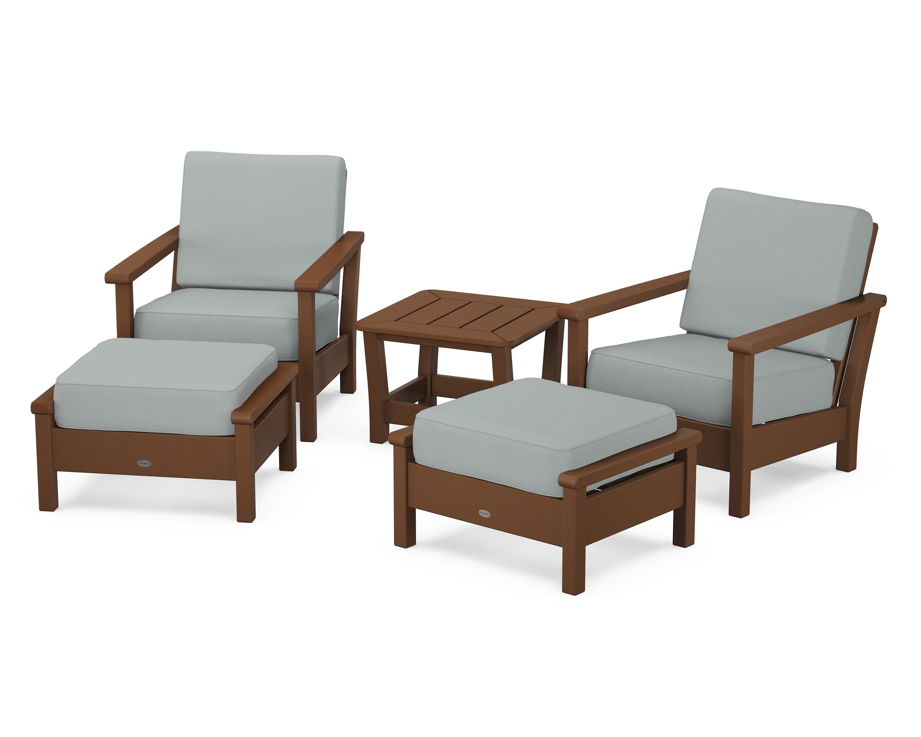 POLYWOOD Harbour 5-Piece Deep Seating Chair Set in Teak / Spa