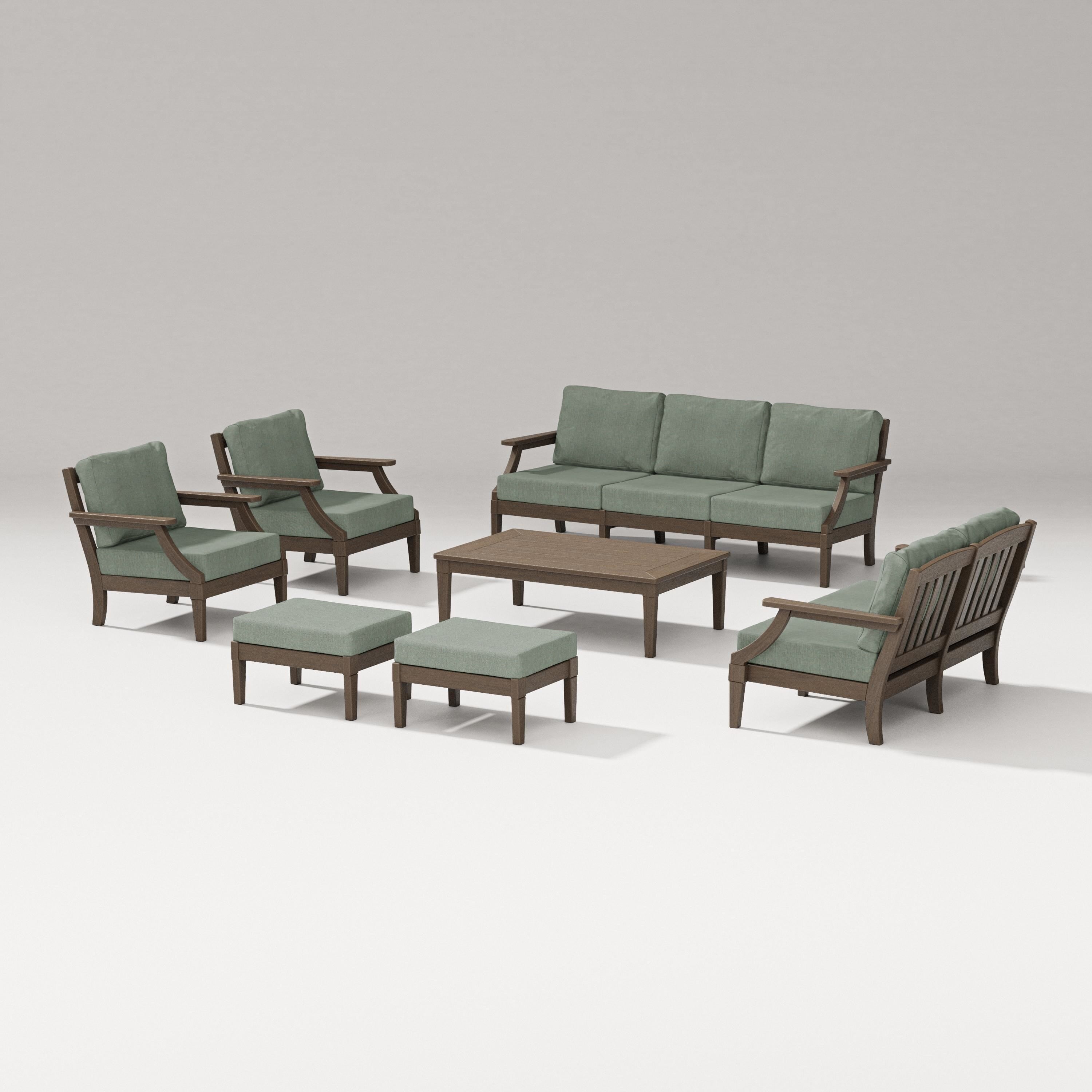 PW Designer Series Estate 7-Piece Lounge Sofa Set in Kona / Cast Sage