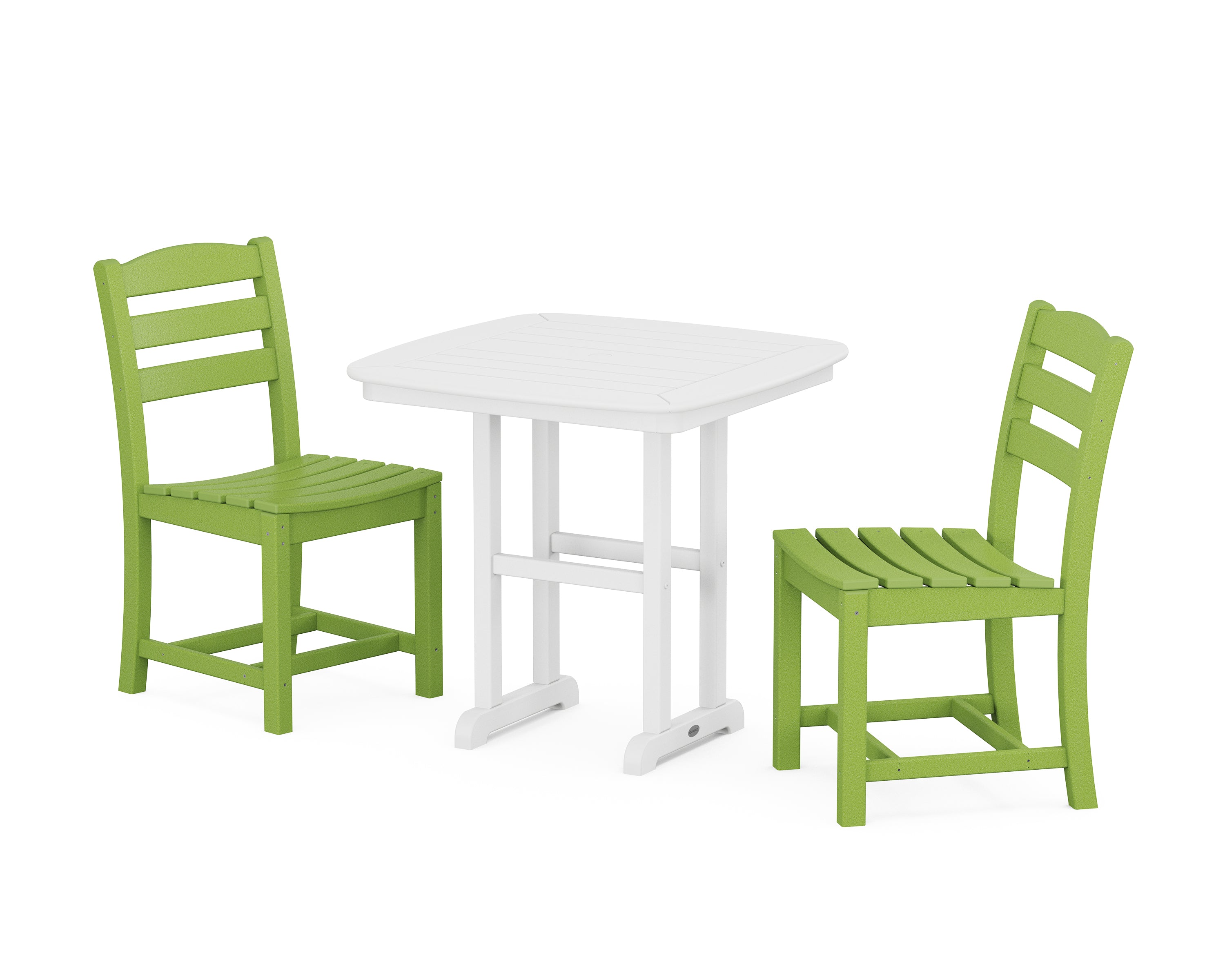 POLYWOOD La Casa Café Side Chair 3-Piece Dining Set in Lime / White