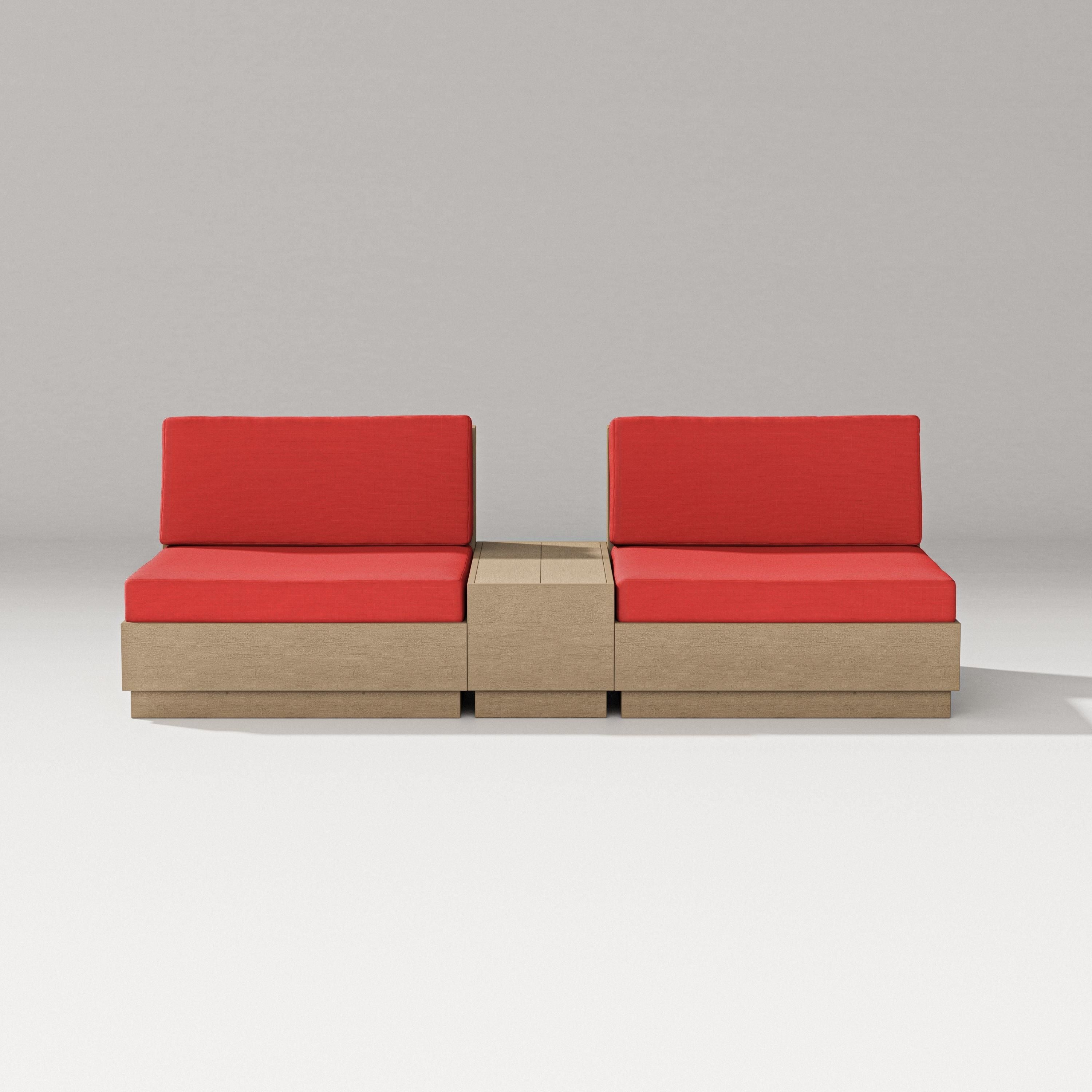 PW Designer Series Elevate Lounge Chair Set in Vintage Sahara / Crimson Linen