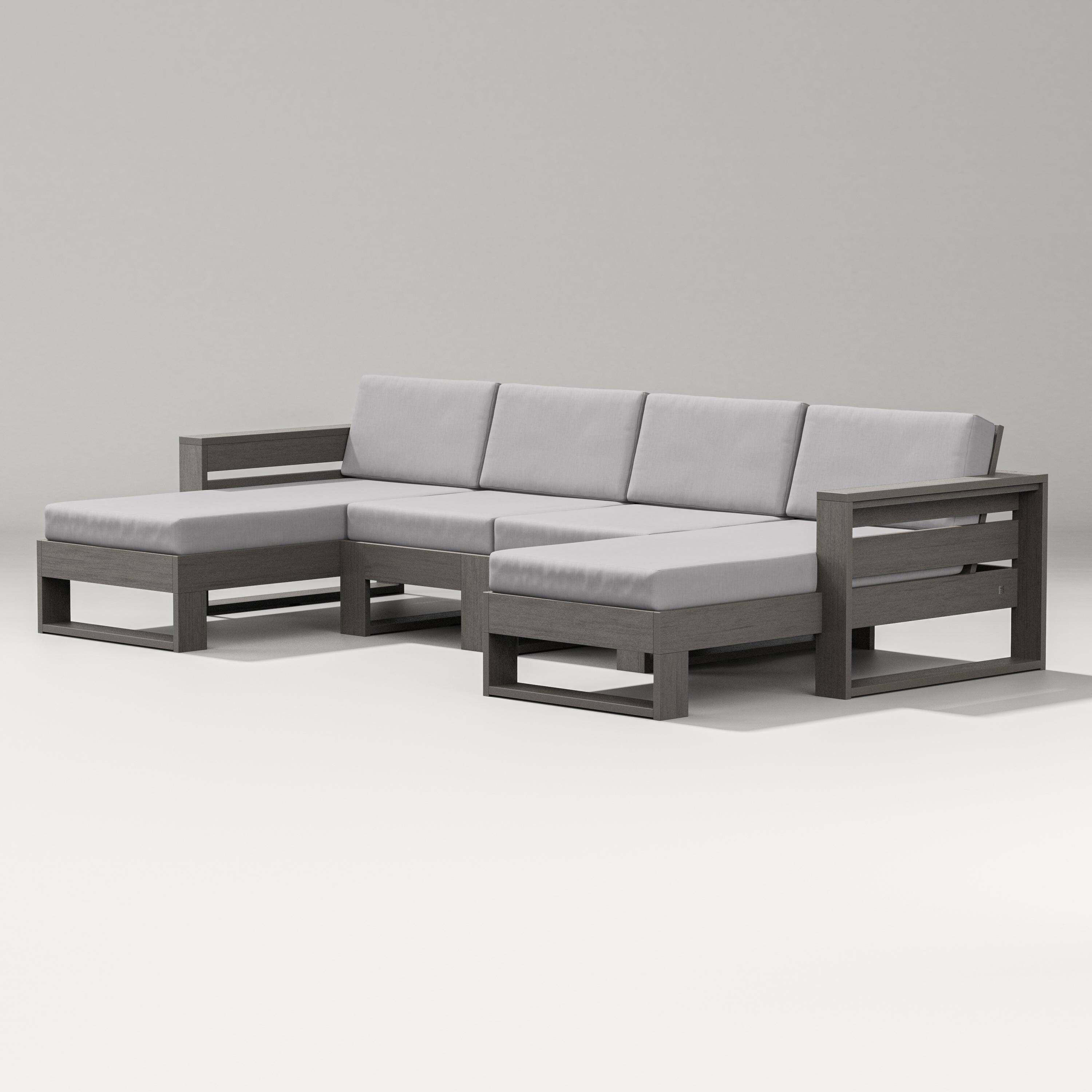 PW Designer Series Latitude Double Chaise Sectional in Driftwood / Granite