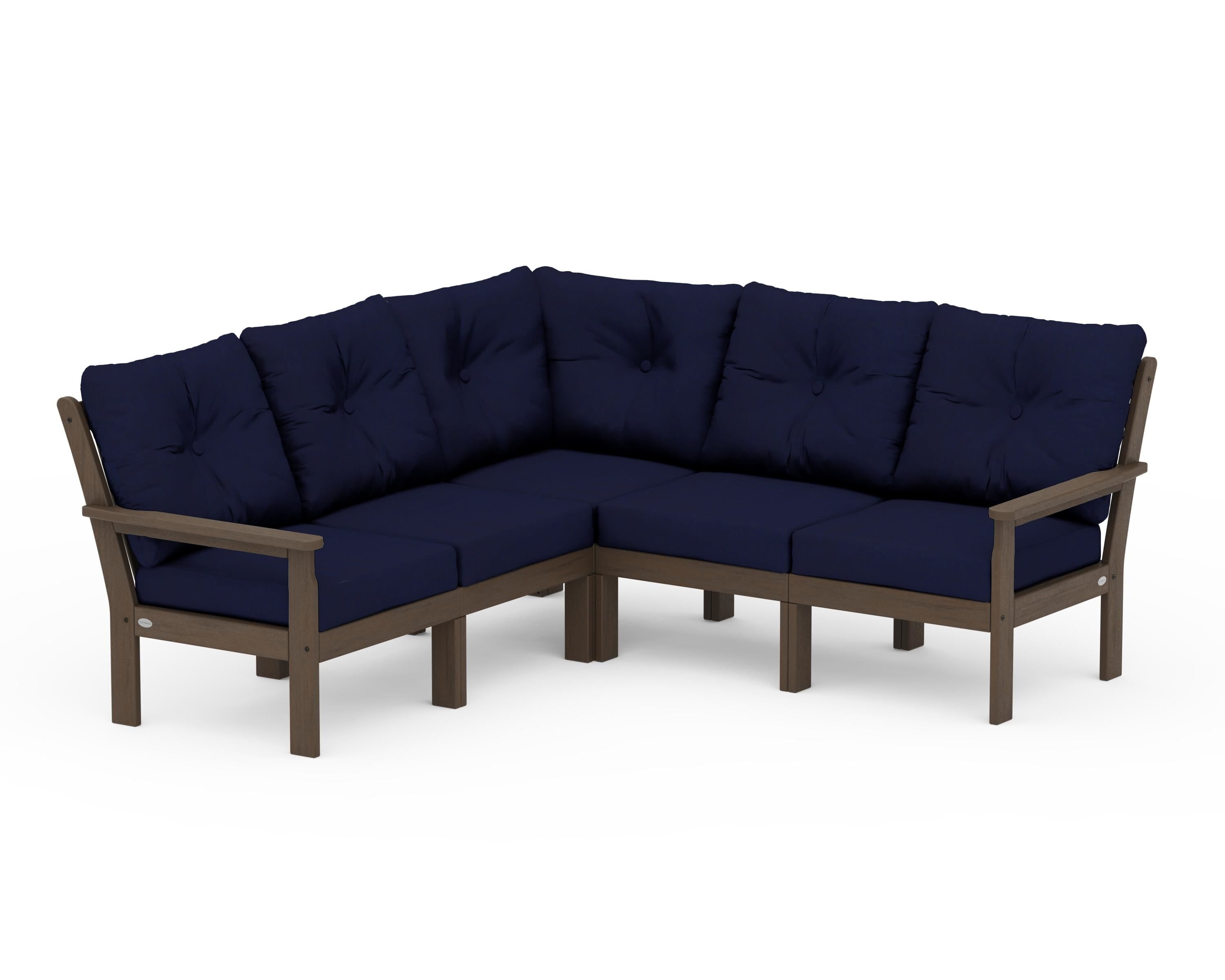 POLYWOOD Vineyard 5-Piece Sectional in Kona / Navy