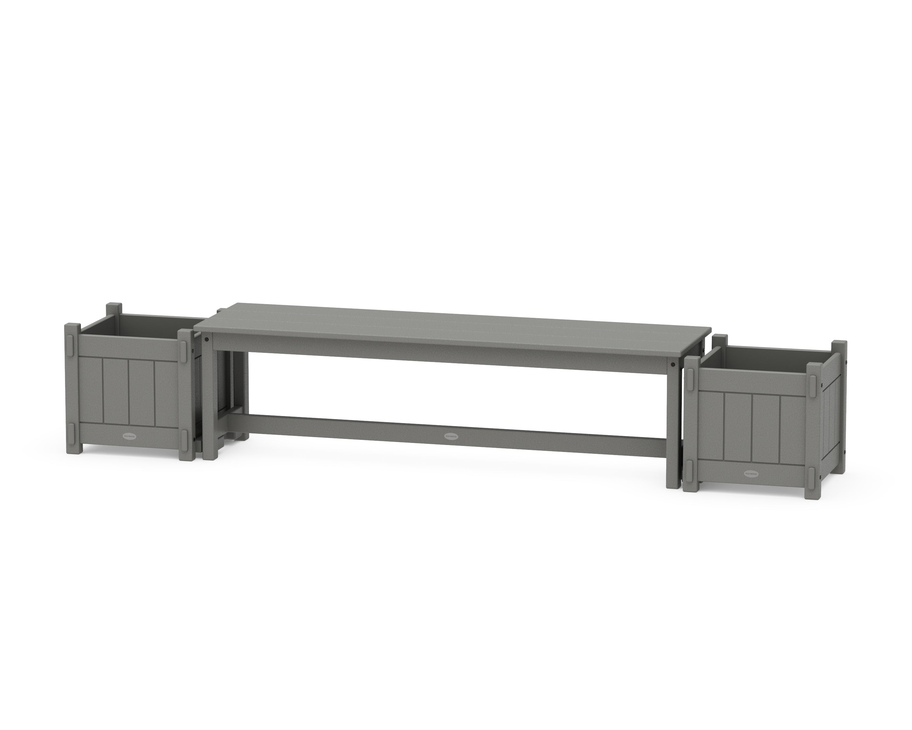 POLYWOOD 60" Vineyard Straight Planter Bench Set in Slate Grey